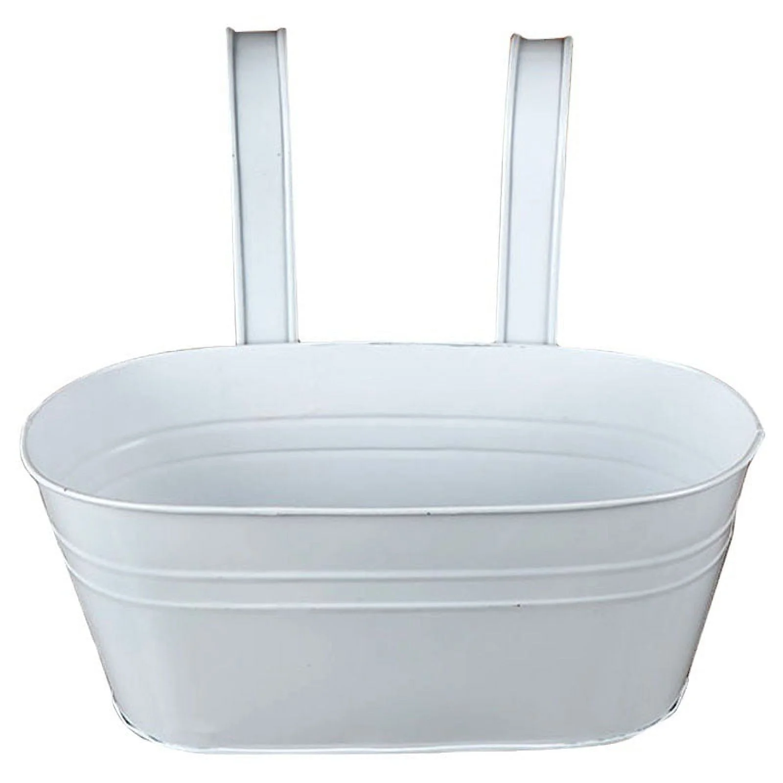 Nvzi-a 5 Pcs Iron Hanging Flower Pots 11 Inch Hanging Planters for Outdoor Plants Metal Hanging Bucket Pots Iron Railing Fence Planter with Holes and Hooks for Porch Railing Balcony Fence(White)