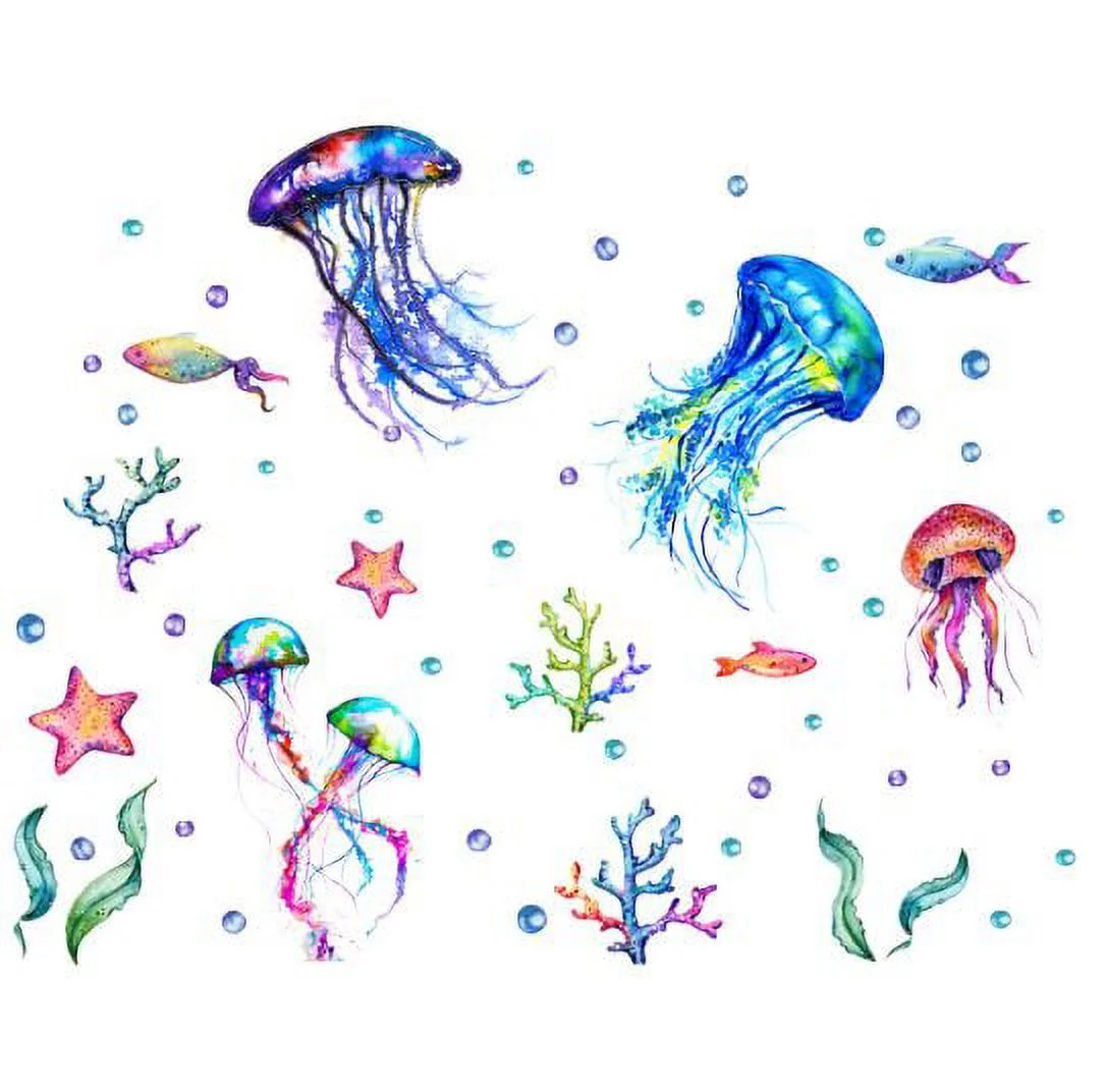 Waterproof Seaweed/ Starfish/ Bubble Vinyl Removable Ocean Jellyfish Wall Stickers Wall Decals Picture Home Decoration OCEAN