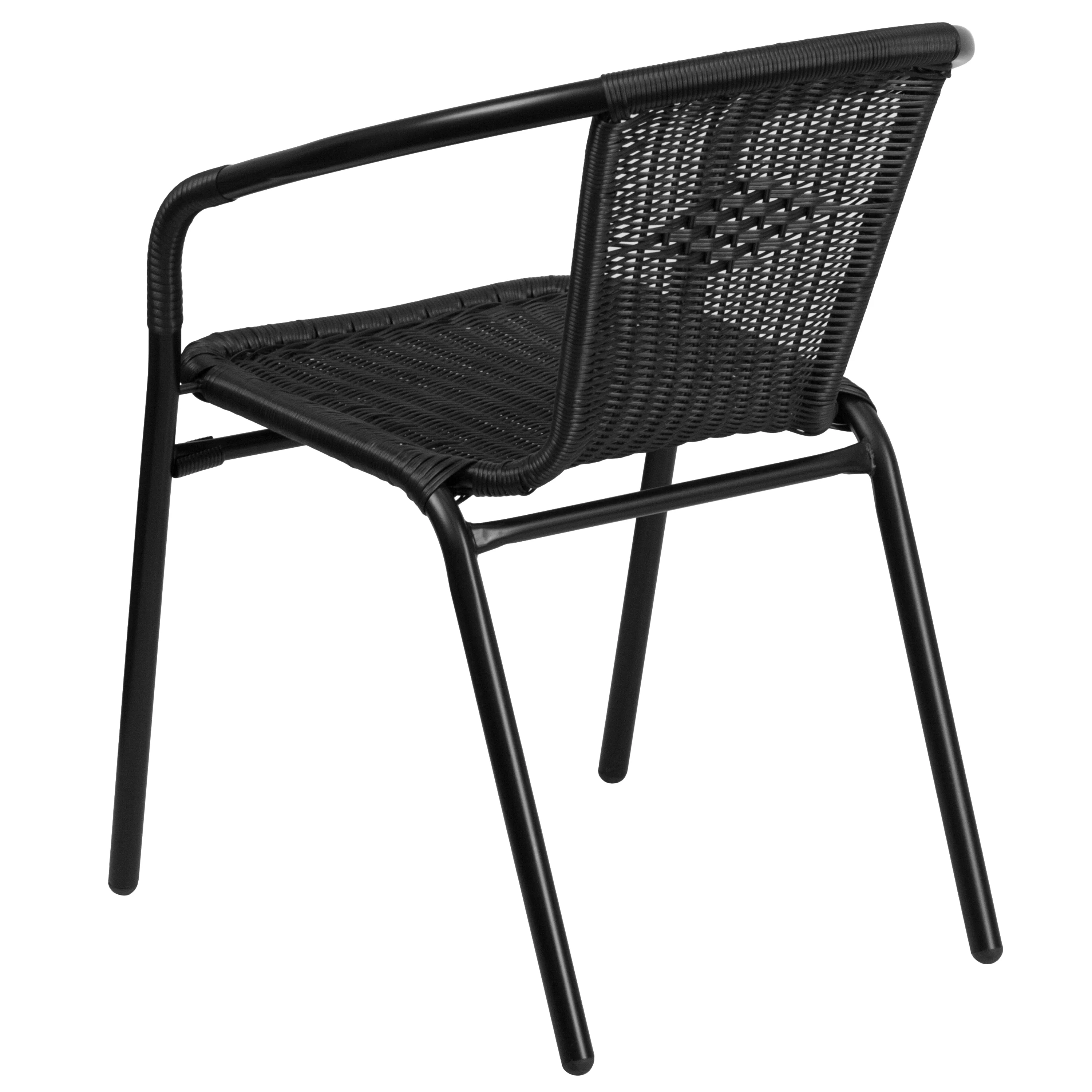 Flash Furniture Rattan Indoor-Outdoor Restaurant Stack Chair, Black