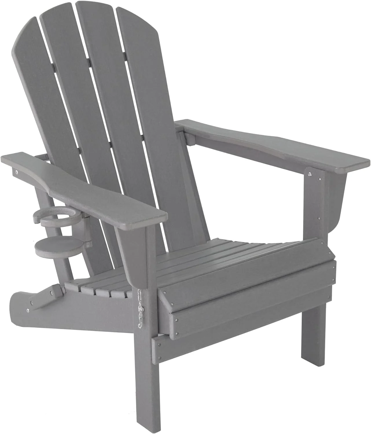 Folding Adirondack Chair Gardens, Fire Pit Chair with Plastic Cup Holder, Decks, Seaside Weather Resistant, Waterproof, Easy to Assemble (Navy Blue)