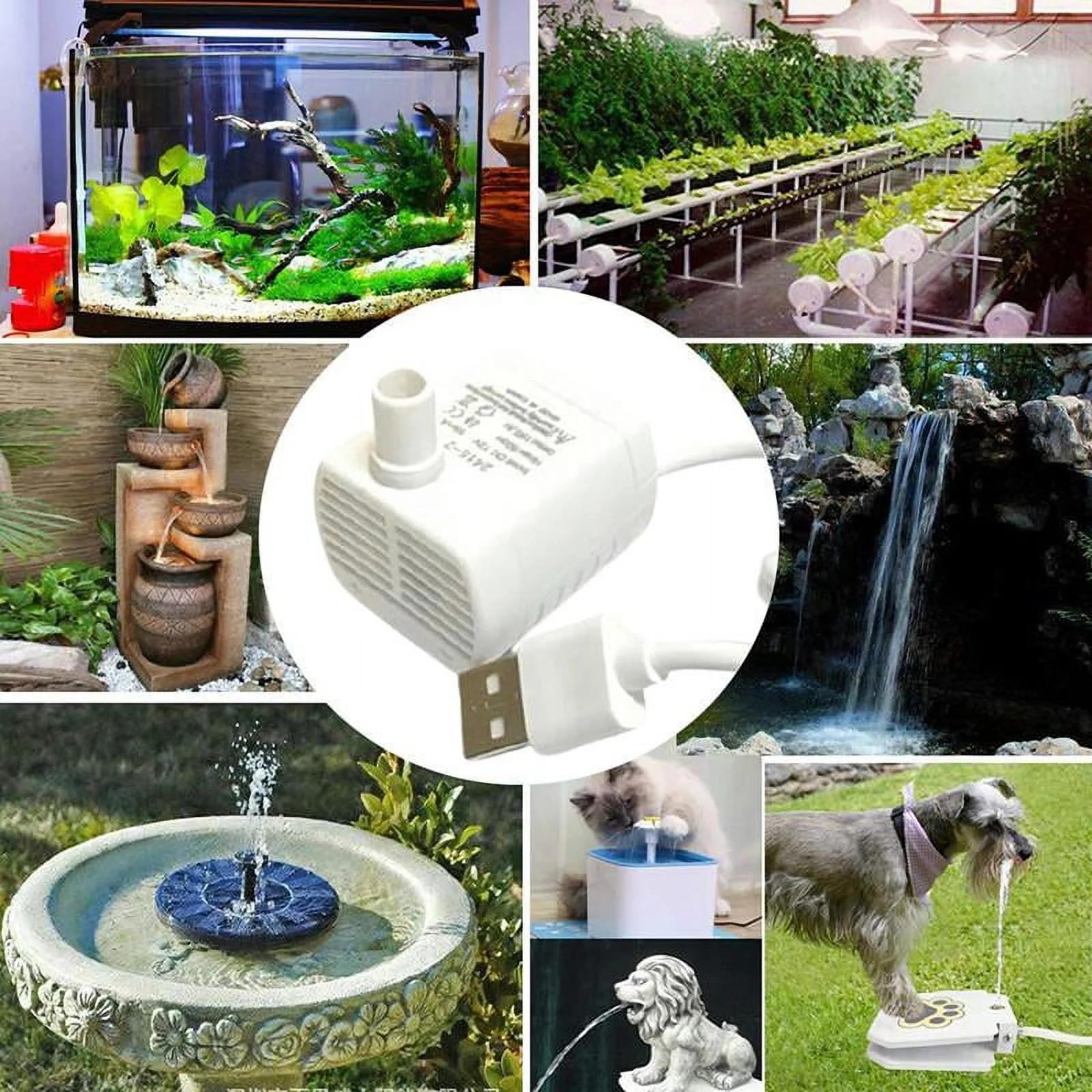 Fountain Replacement Pump Works with Cable for Ceramic Dog Drinking Fountains Pet Supplies And Fishes Tank,
