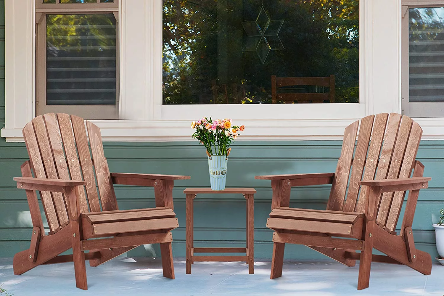 Oversize Outdoor Wooden Folding Adirondack Chair with Pre-Assembled BackRest & SeatBoard, Wood Patio Chair for Garden Backyard Porch Pool Deck Firepit