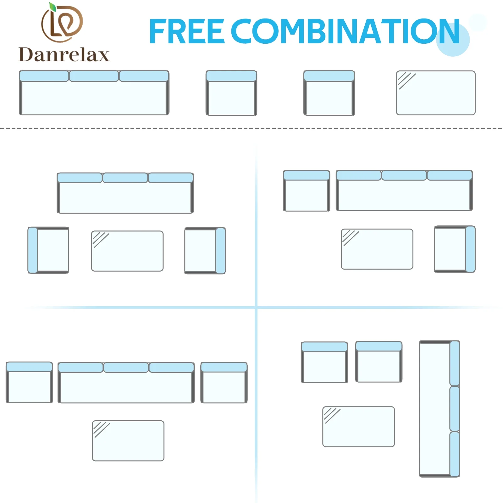 Danrelax 4 Pieces Aluminum Patio Furniture Set,Patio Conversation Set, Black