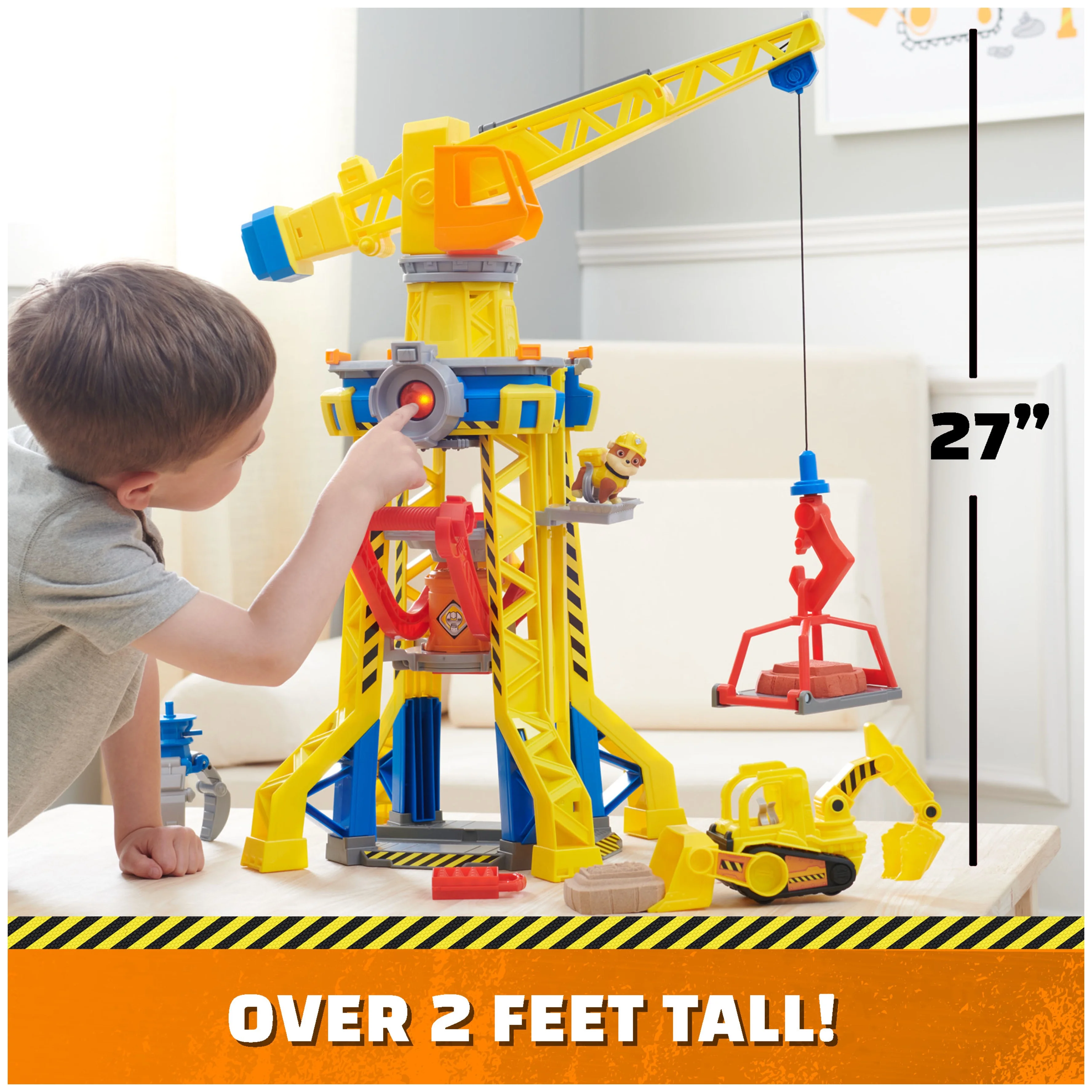 Rubble & Crew, Bark Yard Crane Tower Playset with Rubble Action Figure and Vehicle, for Kids Age 3 and up