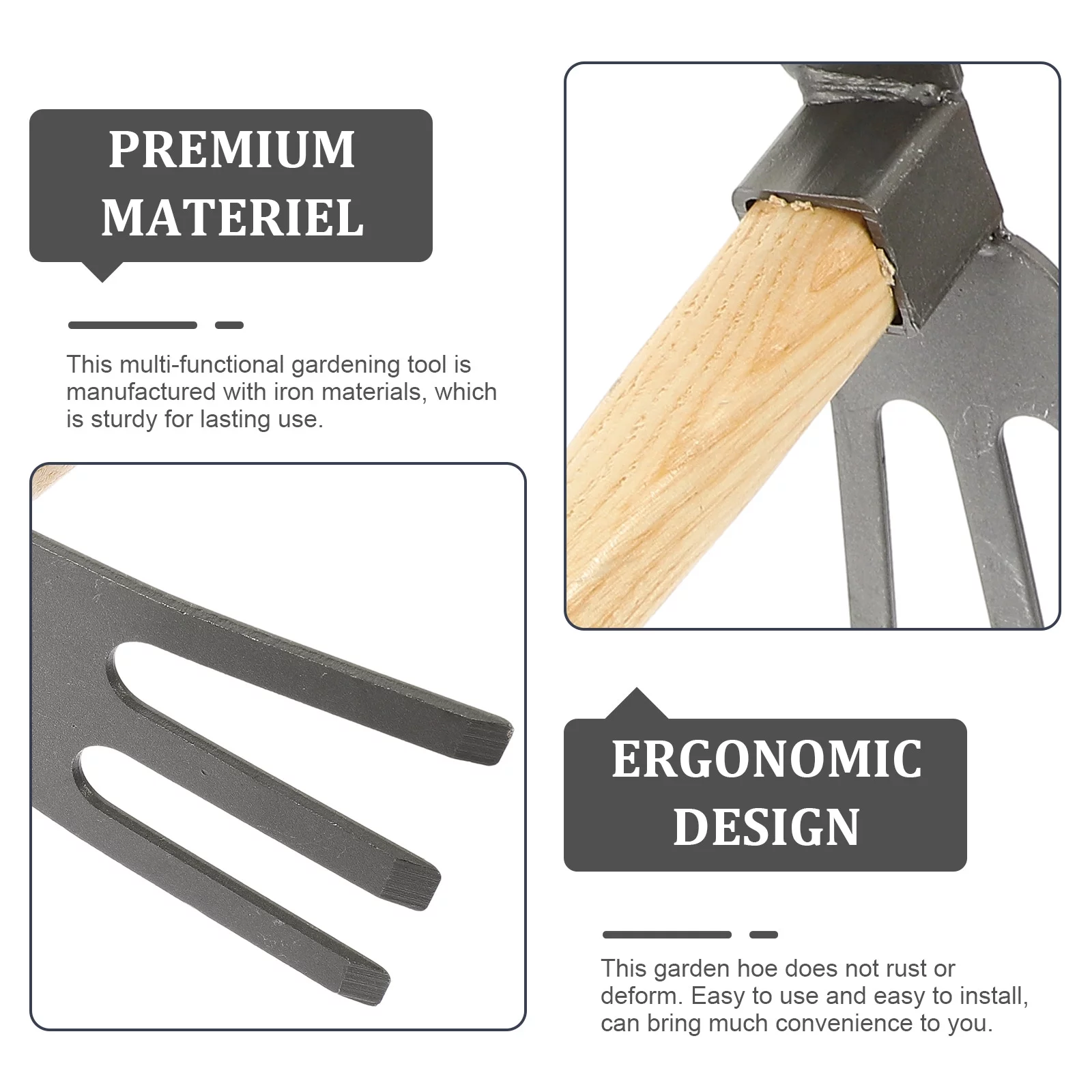 2 Pcs Wood Manganese Steel Weeding Tools Garden for Gardening Set Dig Hoe Double Head Small