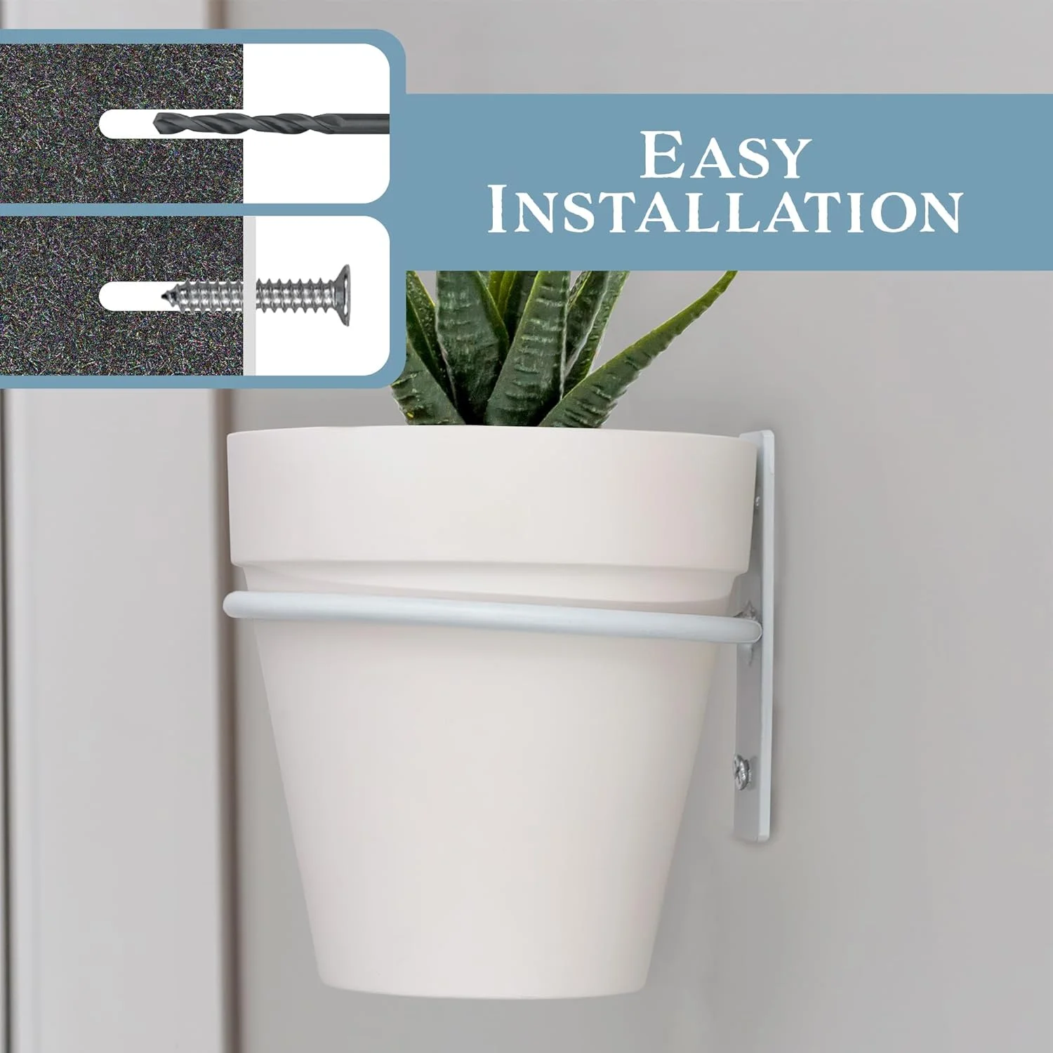 Metal Wall Ring Planters (4-Inch, White); Wall-Mounted Garden Holders