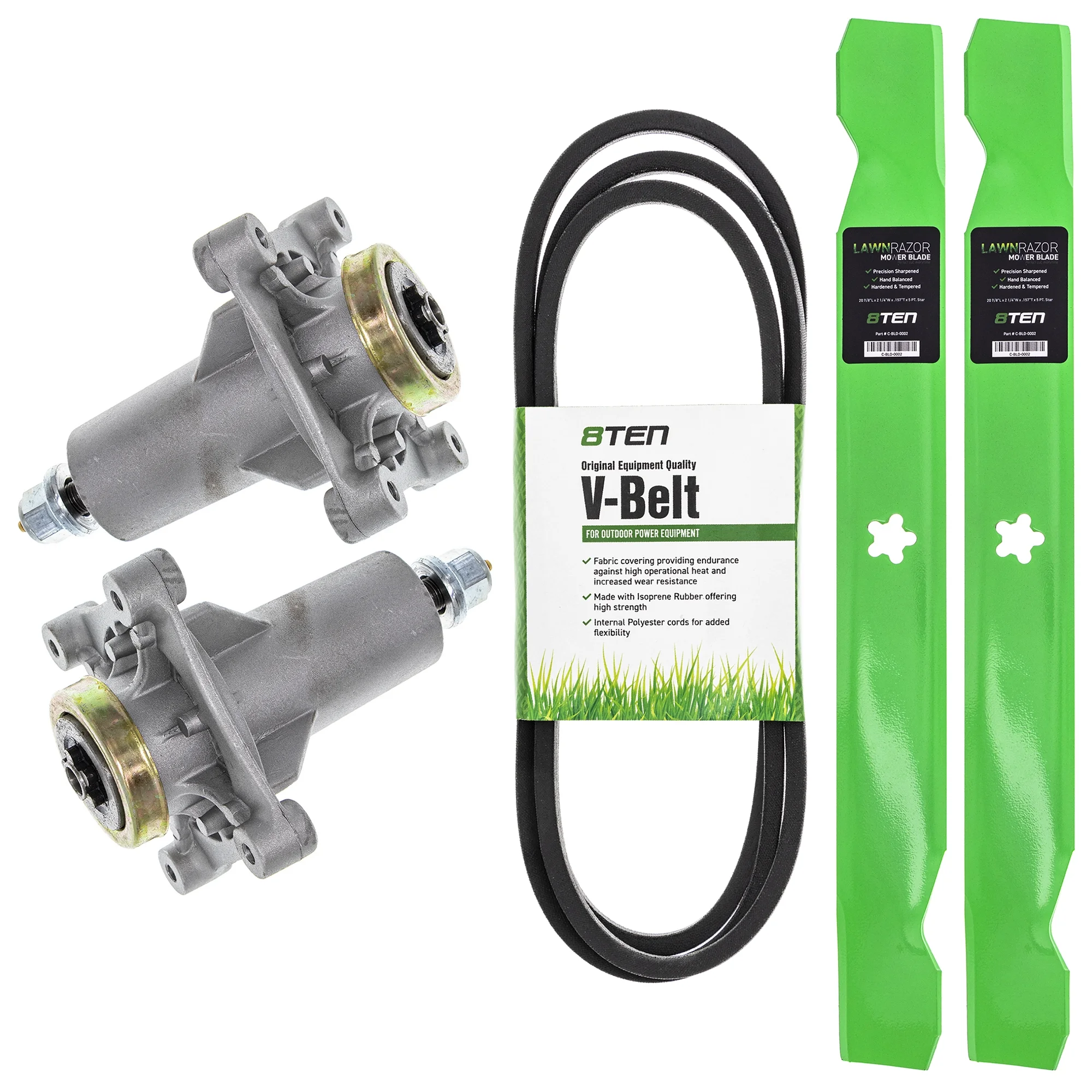 8TEN Deck Blades Spindles Belt Kit for Husqvarna YTA18542 LTH2042 MK1001760