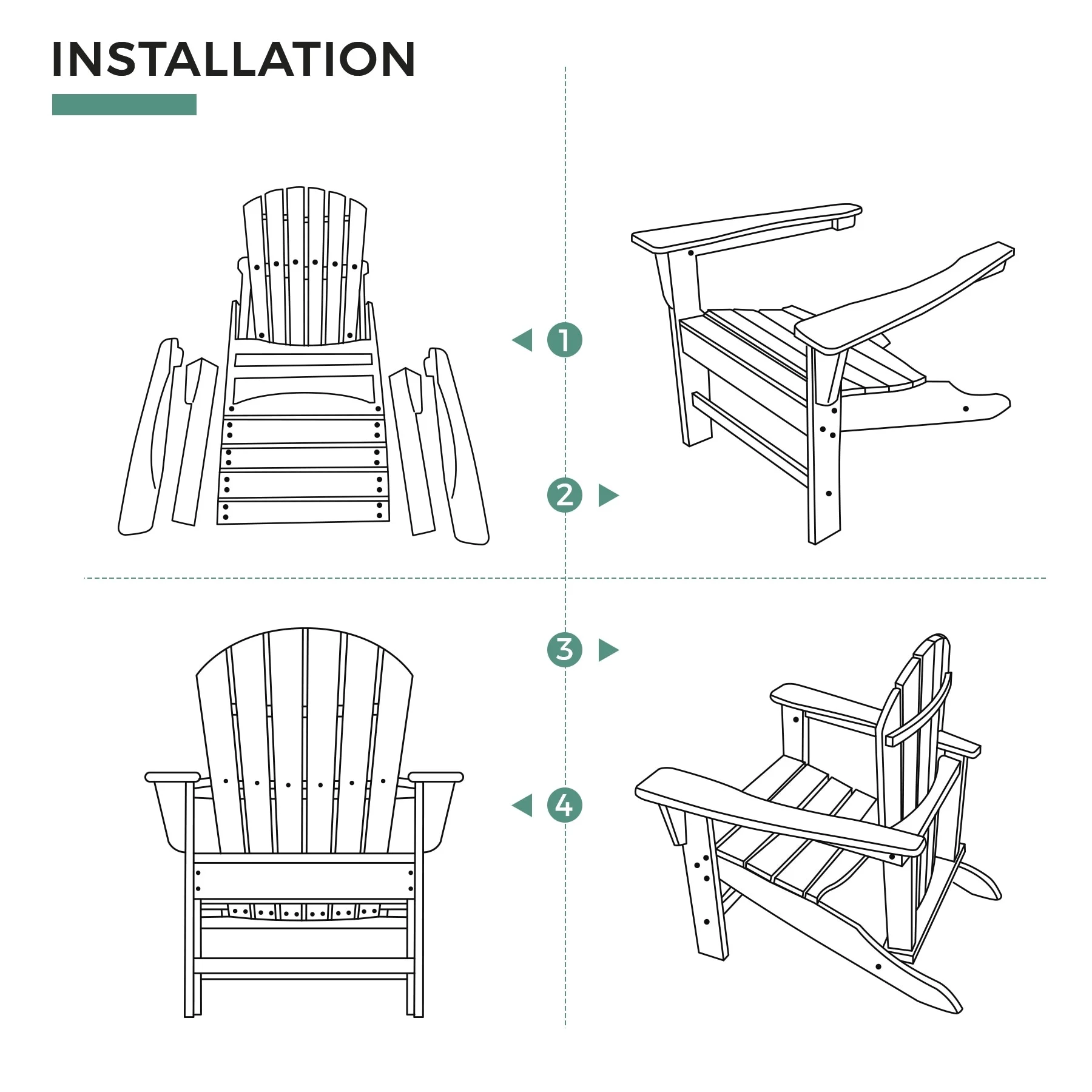 HDPE Resin Wood Adirondack Chair Patio Chairs Lawn Chair, Weather Resistant for Garden, Backyard, Beach, Pool & Lawn Furniture Black