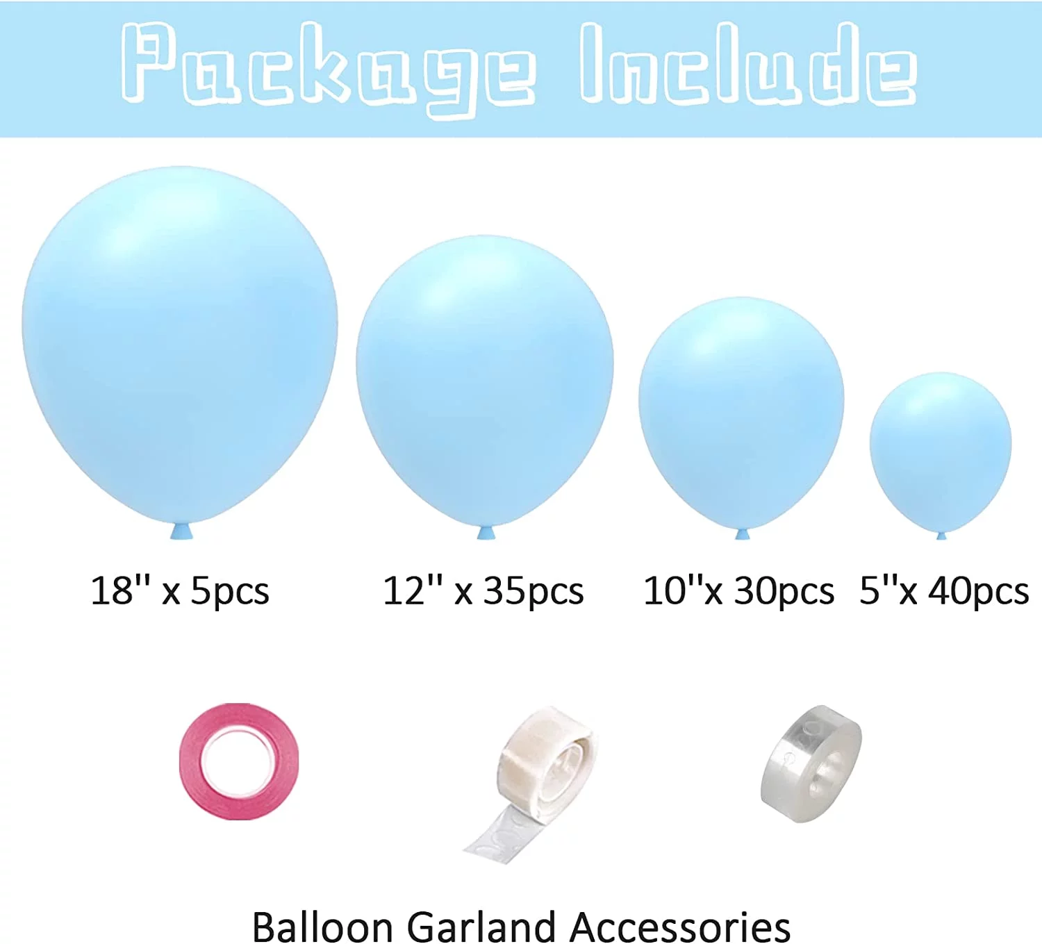 Blue Balloons 110 Pcs Pastel Balloon Garland Different Sizes 5 10 12 18 Inch Light Blue Balloons for Baby Shower Wedding Party Decorations