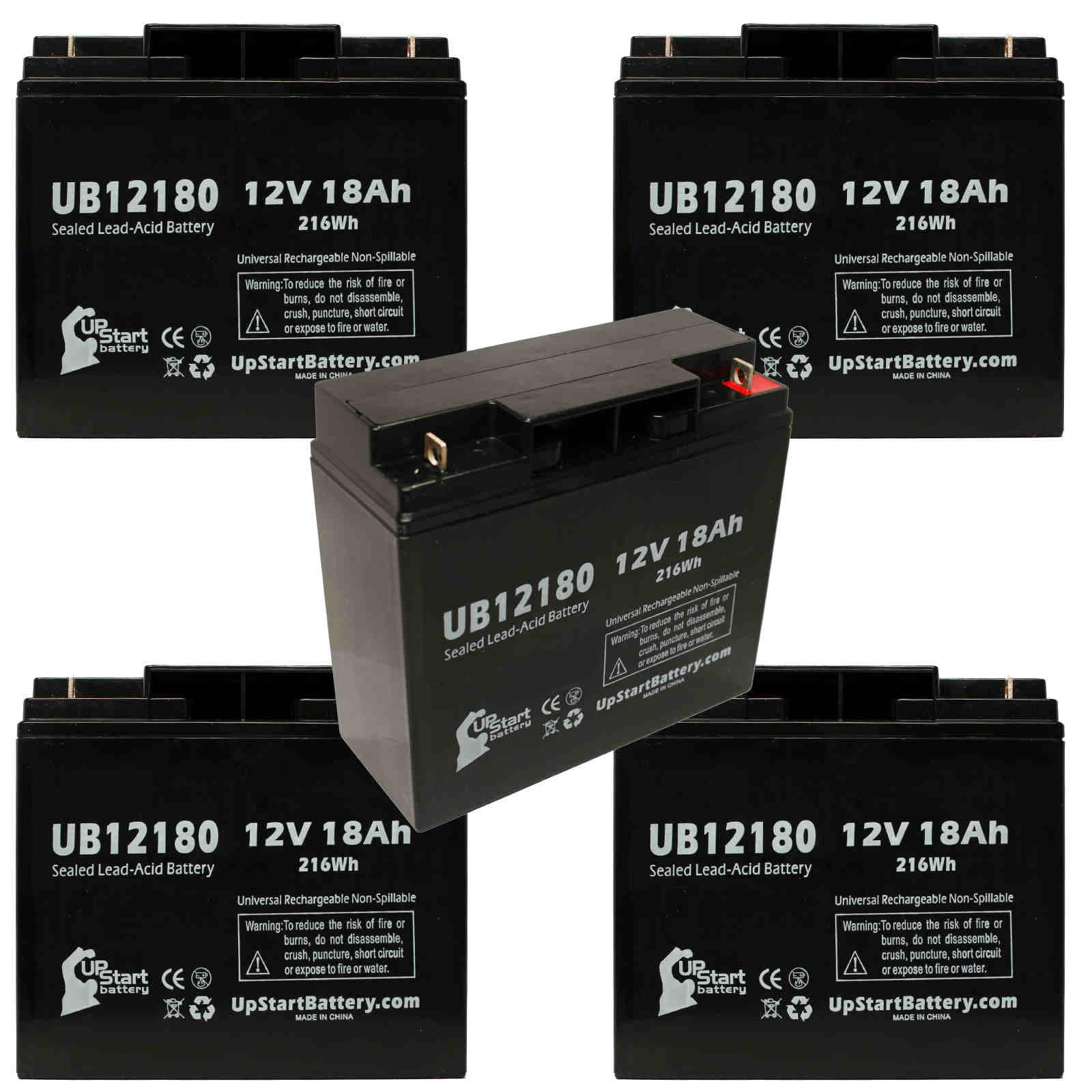 5x Pack - Compatible HITACHI HP15-12P Battery - Replacement UB12180 Universal Sealed Lead Acid Battery (12V, 18Ah, 18000mAh, T4 Terminal, AGM, SLA)