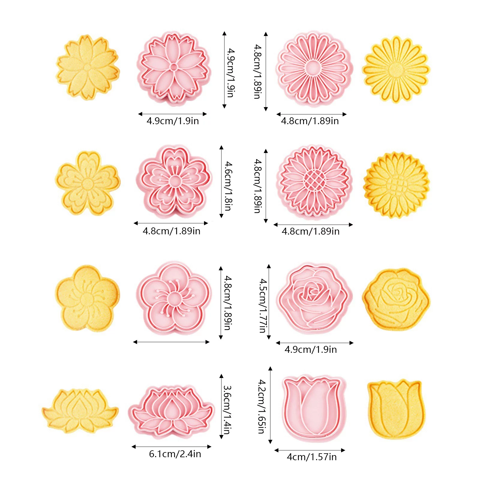 NLLSHGJ Flower Biscuits Mould Chrysanthemum Cherry Plums Cartoon Cake Baking Sugar 3d Three Dimensionals Cookie Seal Die