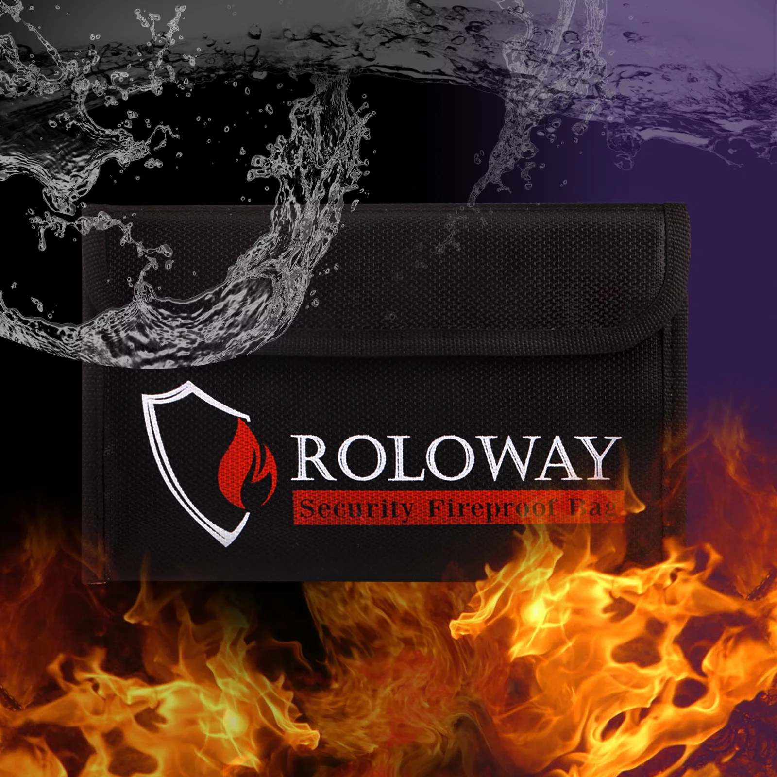 ROLOWAY Small Fireproof Bag (5 x 8 inches), Non-Itchy Fireproof Money Bag, Fireproof Wallet Bag, Cash Fireproof Bag Set for Valuables - Passport, Currency & Keys (2-Pack Black)