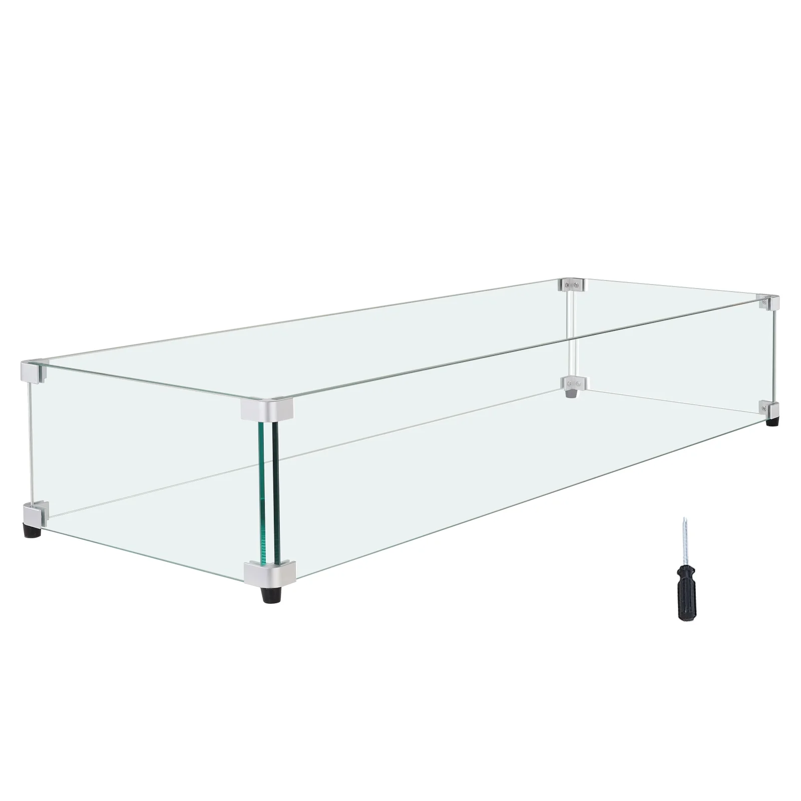 SKYSHALO Fire Pit Wind Guard - Made of Tempered Glass Flame Shield, Measuring 31