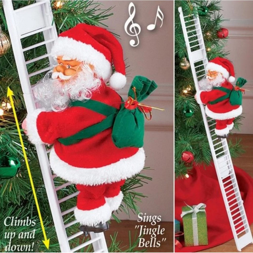 YHAIOGS Christmas Decoration Santa Claus Electric Climbing Hanging Xmas Ornament TOys