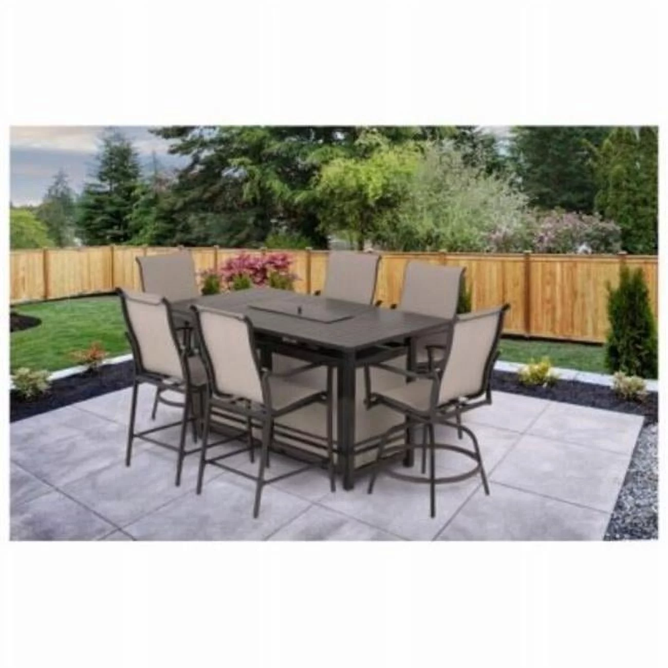 Manhattan High Dining Chair Set, Gray Sling Over Aluminum - 6 Piece