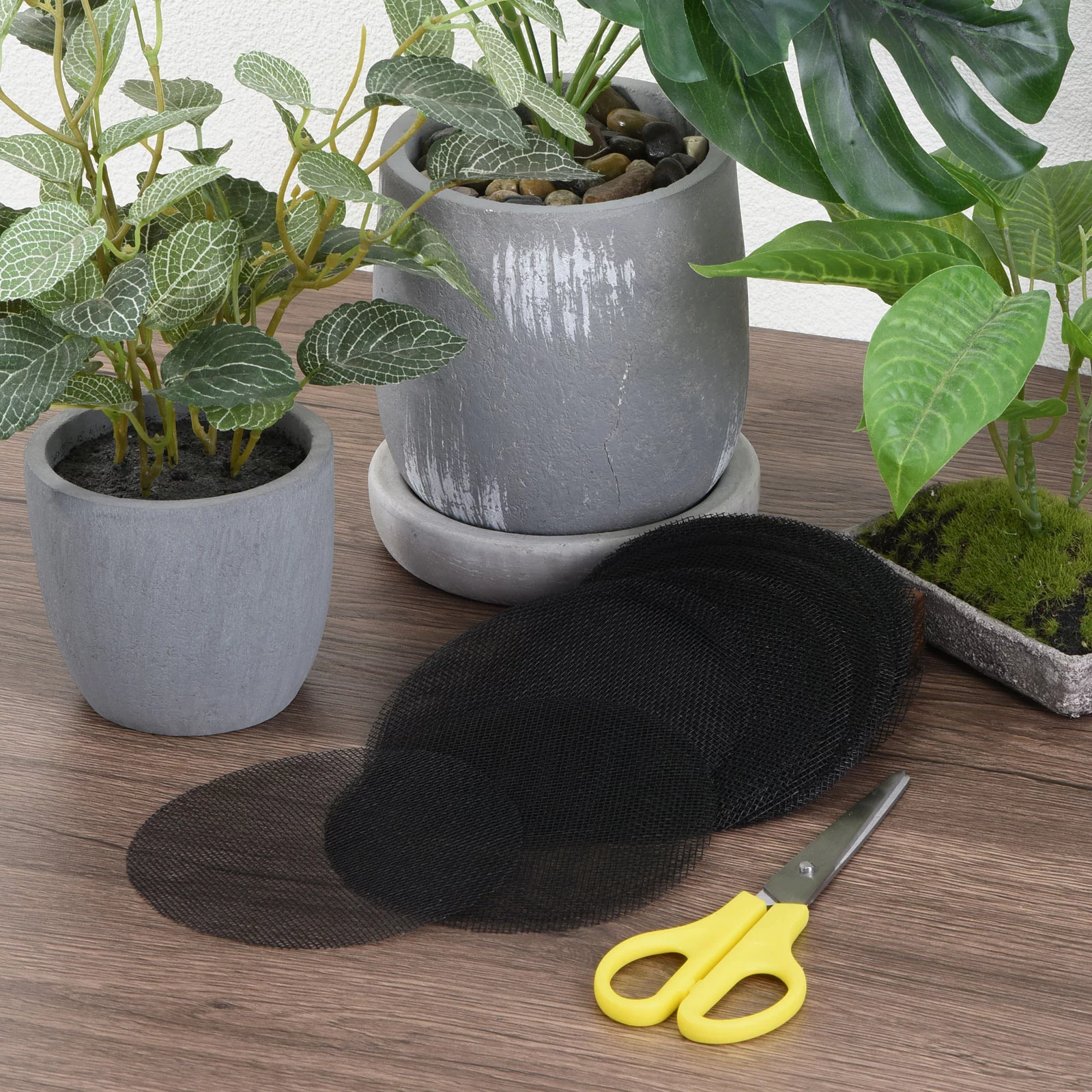 Uxcell Flower Pot Hole Mesh Pad, 4.3 Inch Round Drainage Hole Screen Bottom Grid Mat, Black 100 Pack