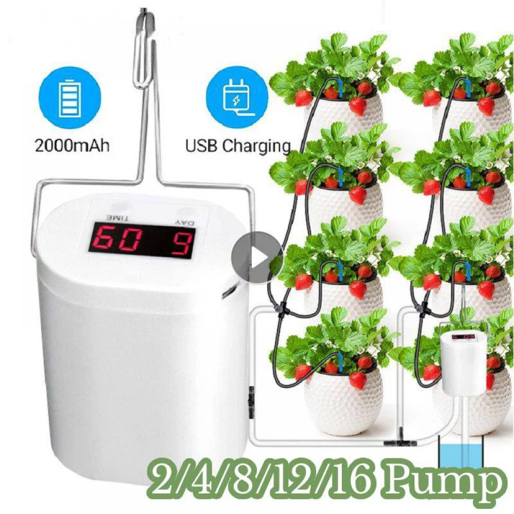 2/4/8/12/16 Head Automatic Watering Pump Controller Drip Irrigation Watering Machine Watering Kits Timer System Garden Supplies
