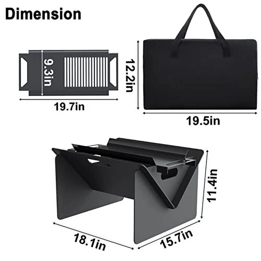 18 inch Fire Pit, Outdoor Portable Firepit with BBQ Tray, Detachable Camping Steel Fire Pits for Backyard, Patio, Picnic, Bonfire, Garden (Black-Small)