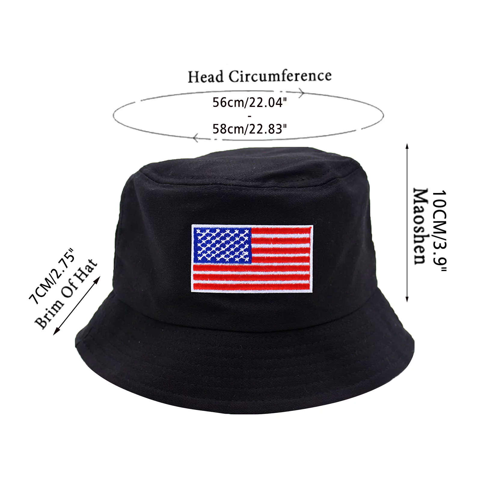 Black Bucket Hat Mens And Womens Summer Fashion Casual Sun Protection Shade American Flag Stars And Stripes Go Out To Play Fisherman Hat Basin Hat Small Bucket Hat