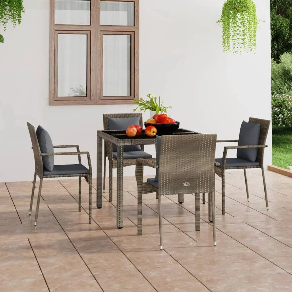 moobody Patio Chairs with Cushions 4 pcs Poly Rattan Gray