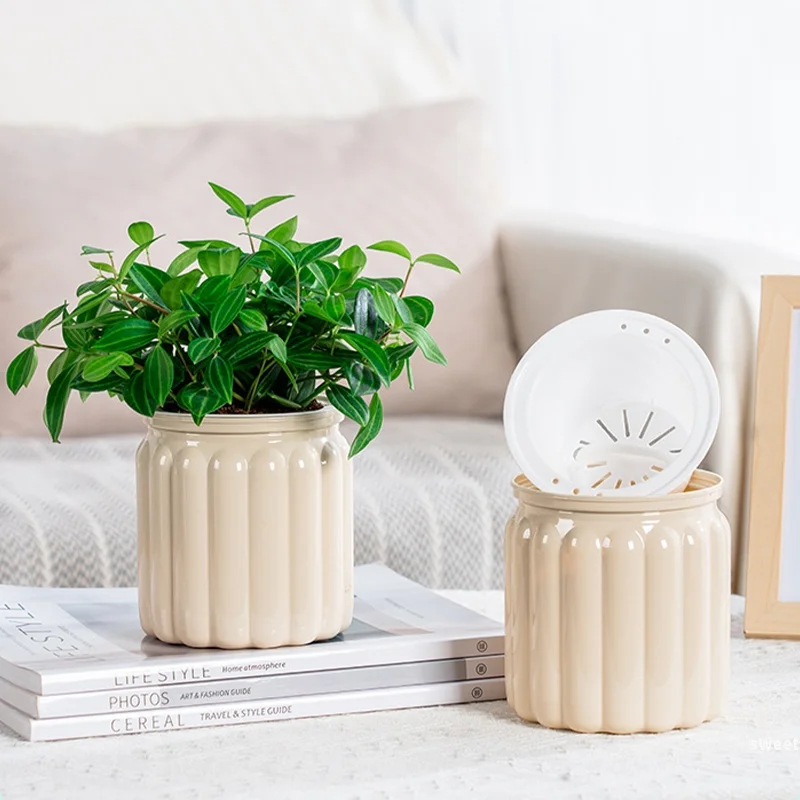 Self Watering Flowerpot Plastic Hydrotonics Plant Pot Double Layer Cotton Rope Automatic Watering Flower Vase Succulent Planter