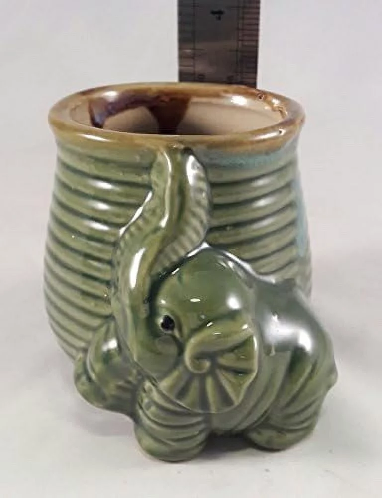Small Elephant Ceramic Planter Pot, 3” Unique Design By