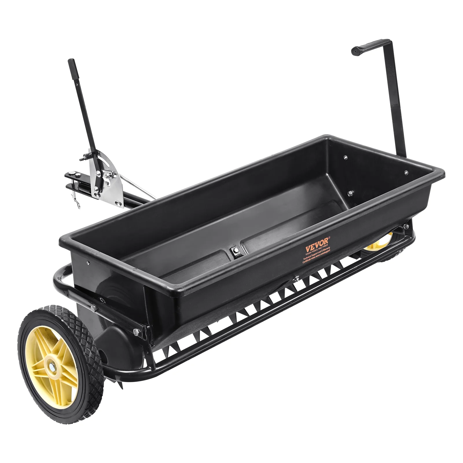 SKYSHALO 100 LB Broadcast Spreader Tow Behind Poly Drop Spreader Fertilizer Seeder