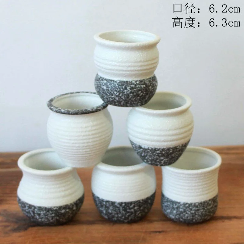 European Style Snowflake Glaze Ceramic Succulent Planter - Thumb Pot for Small Succulents