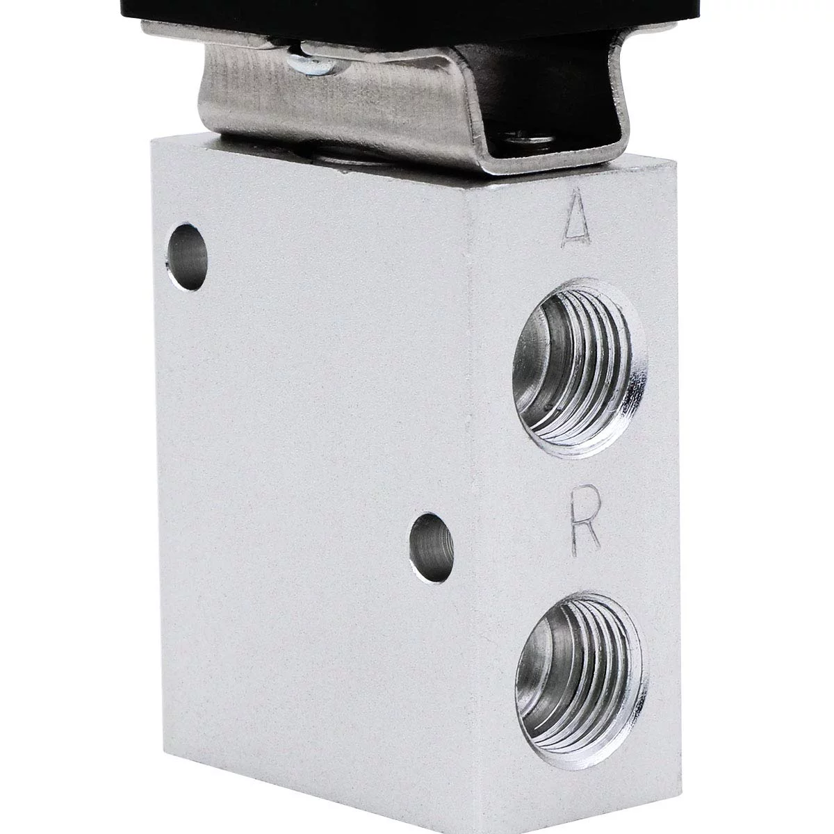 U.S. Solid 1/4in Pneumatic Control Mechanical Valve with Green Momentary Push Button