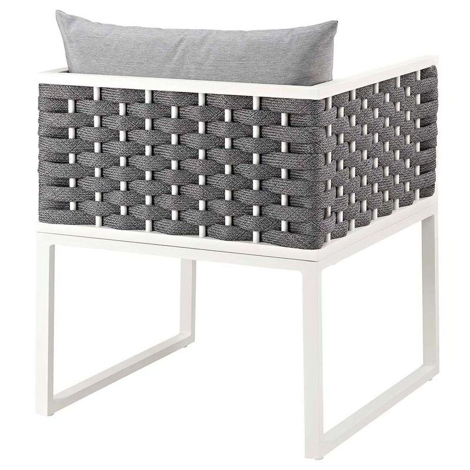 Pemberly Row  Patio Dining Arm Chair in White and Gray