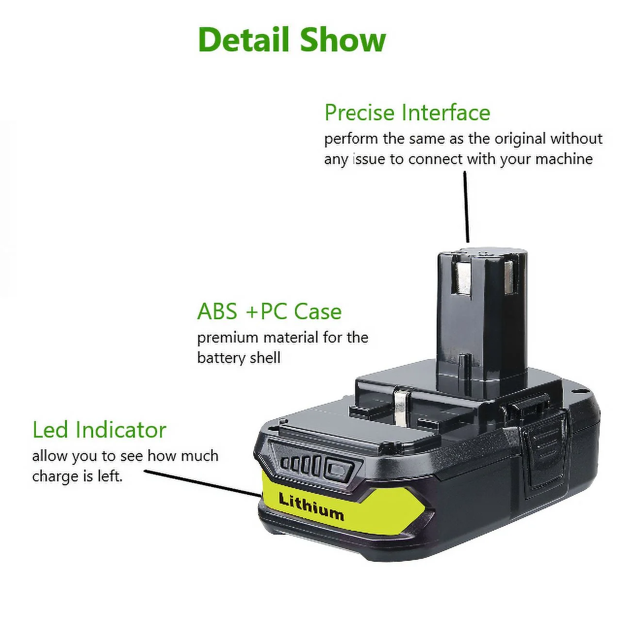 2Packs P102 3.6Ah Replacement for Ryobi 18V Lithium-ion Battery P102 P103 P104 P105 P107 P108 P109 P122 for 18-Volt Power Tool
