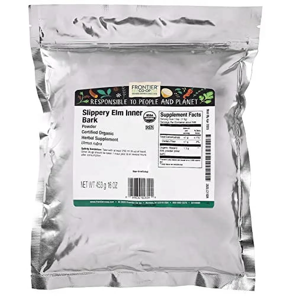 Herb Bulk Slippery Elm Organic Powder Inner , 1 Pound