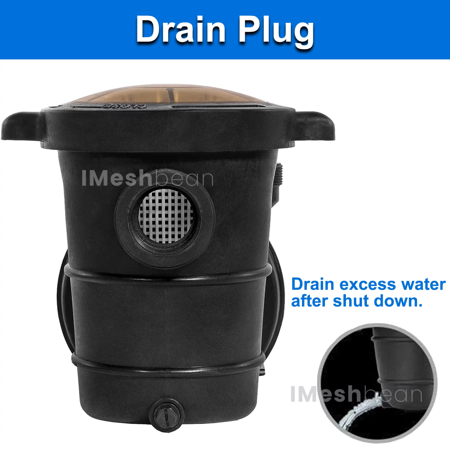 iMeshbean Swimming Pool Pump, 1HP 110V Head Max 59FT, Double Speed Pump Above Ground Pool Pump In-ground Pool Pump, 5160GPH/2280GPH Flow Rate, w/ Strainer Basket