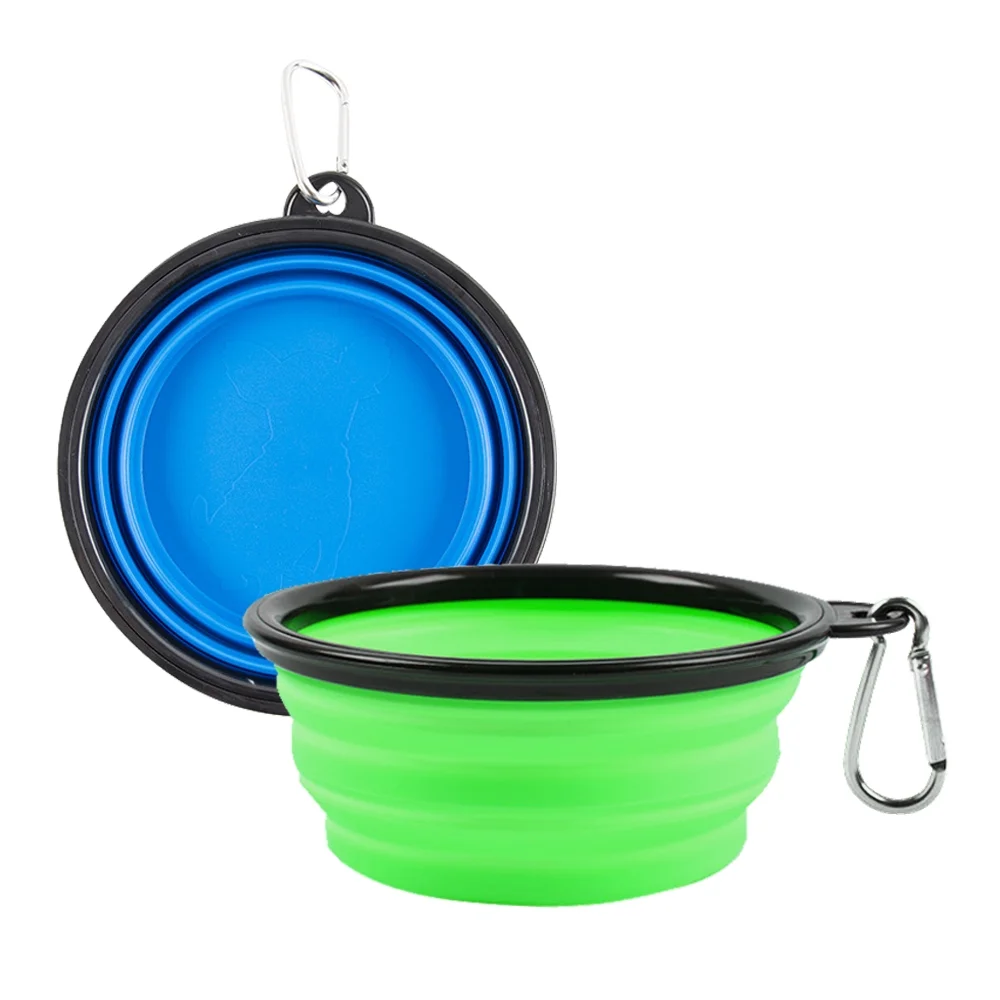GreenJoy 2 Packs Collapsible Dog Bowls, 350ml Travel Water Food Bowls Portable Foldable Collapse Dishes with Carabiner Clip