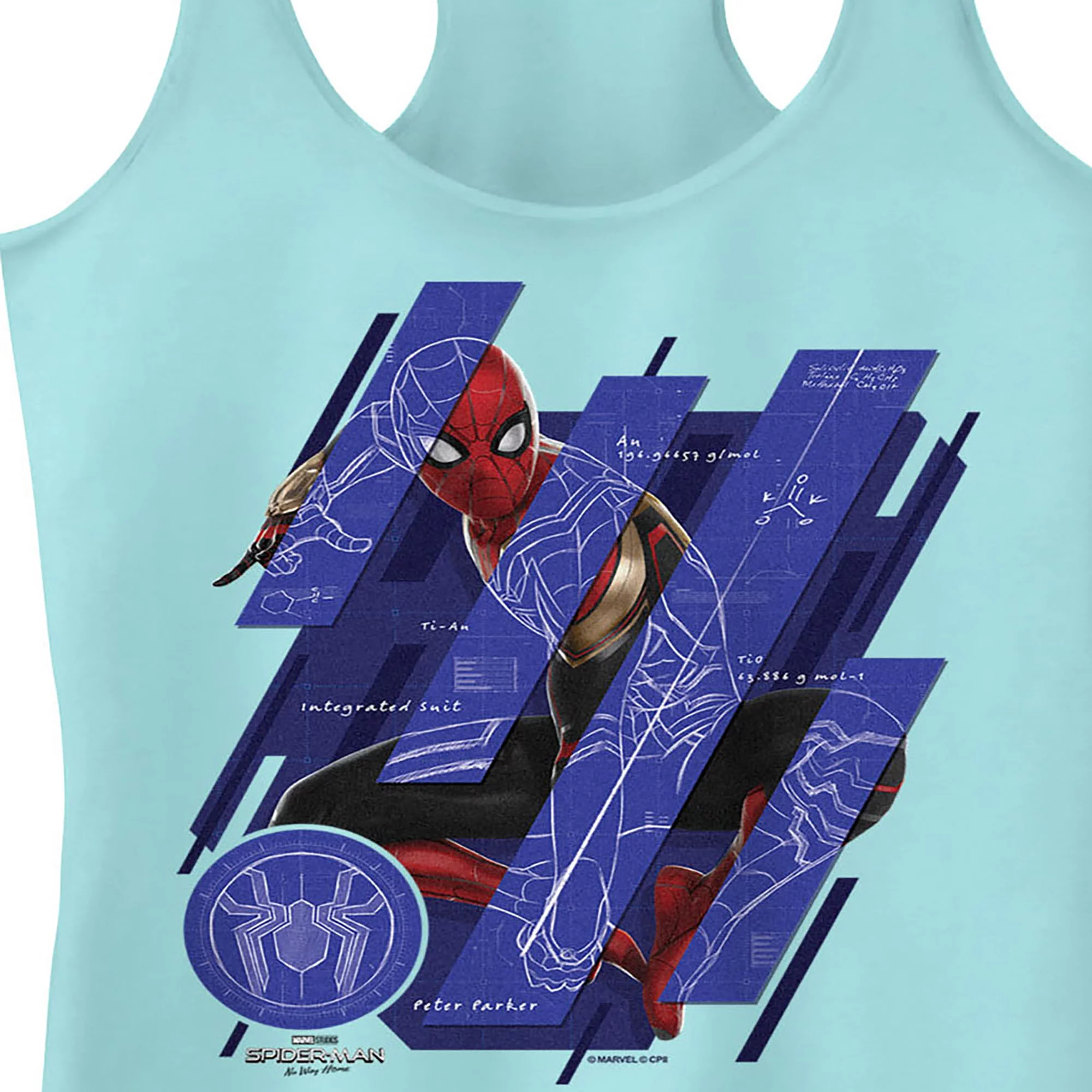 Junior's Marvel Spider-Man: No Way Home Suit Blueprint Panels  Racerback Tank Top Cancun X Small