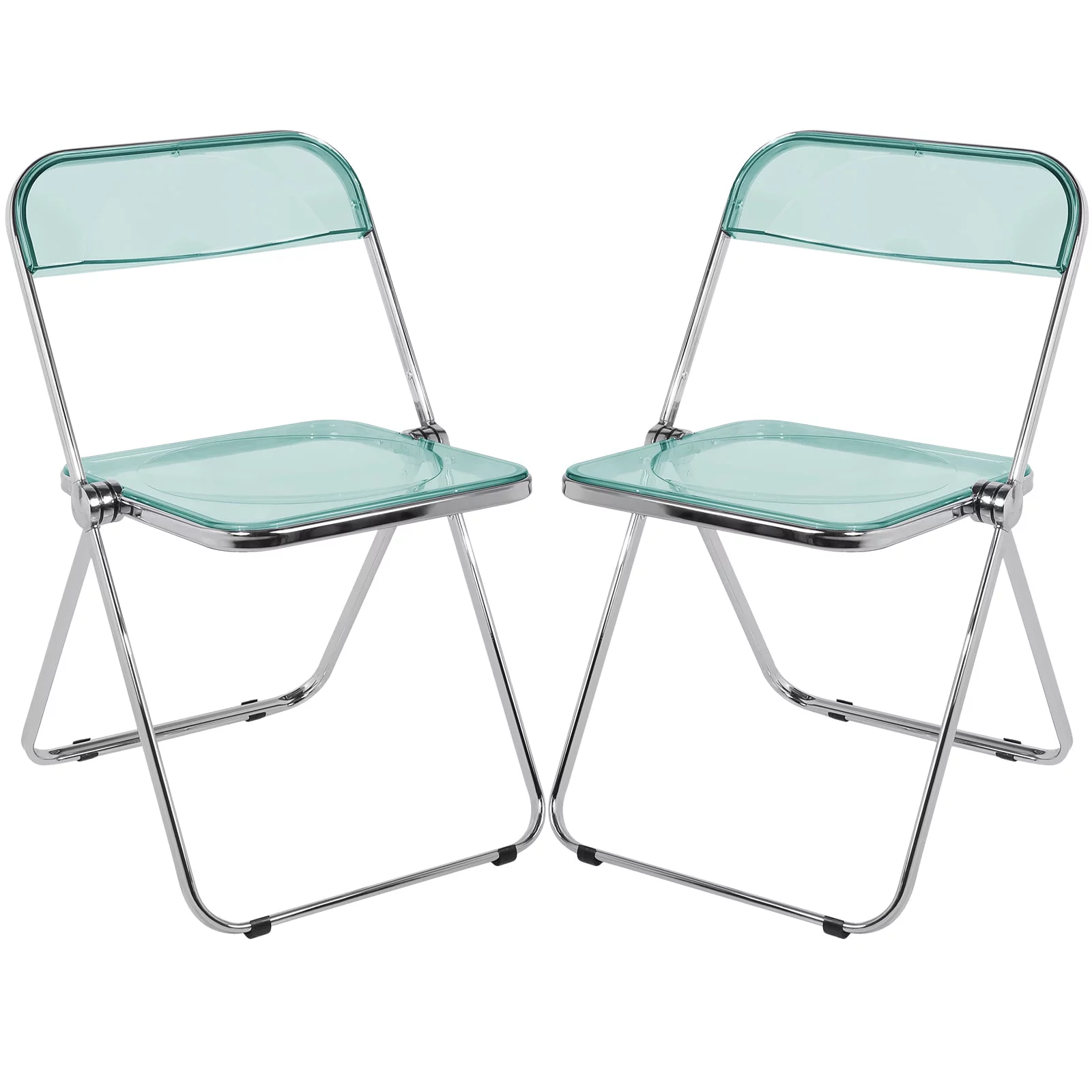 Holaki 20PCS Transparent Folding Chairs Modern Stackable Dining Chairs with Metal Frames, Blue