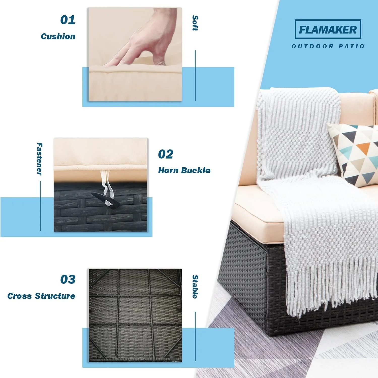 Homall  2 Pieces Patio Furniture Set PE Rattan Sofa Chair Set, Beige