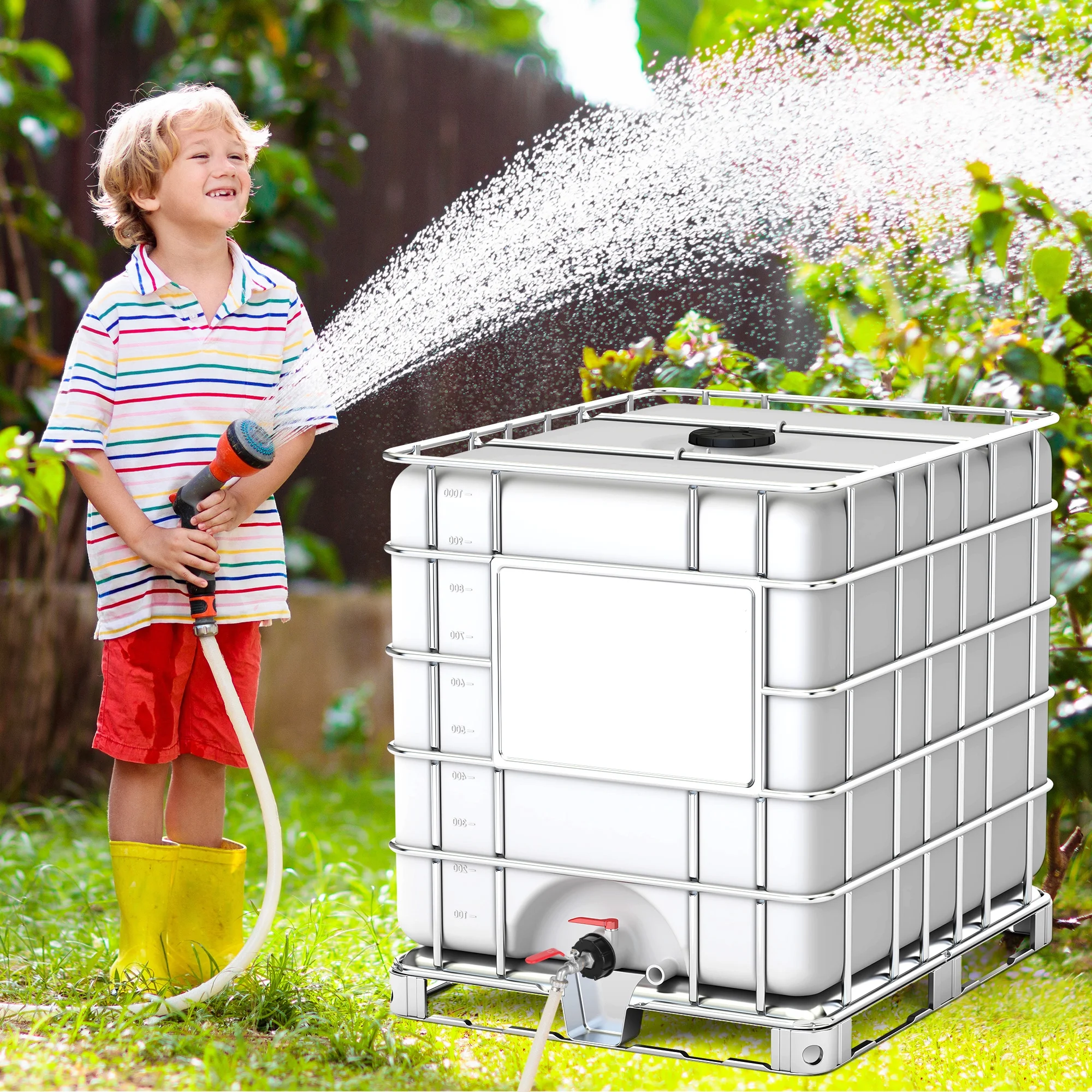 TSV Water Tank Faucet, Brass IBC Ton Barrel Adapter with Long Lever Handle, 3/4