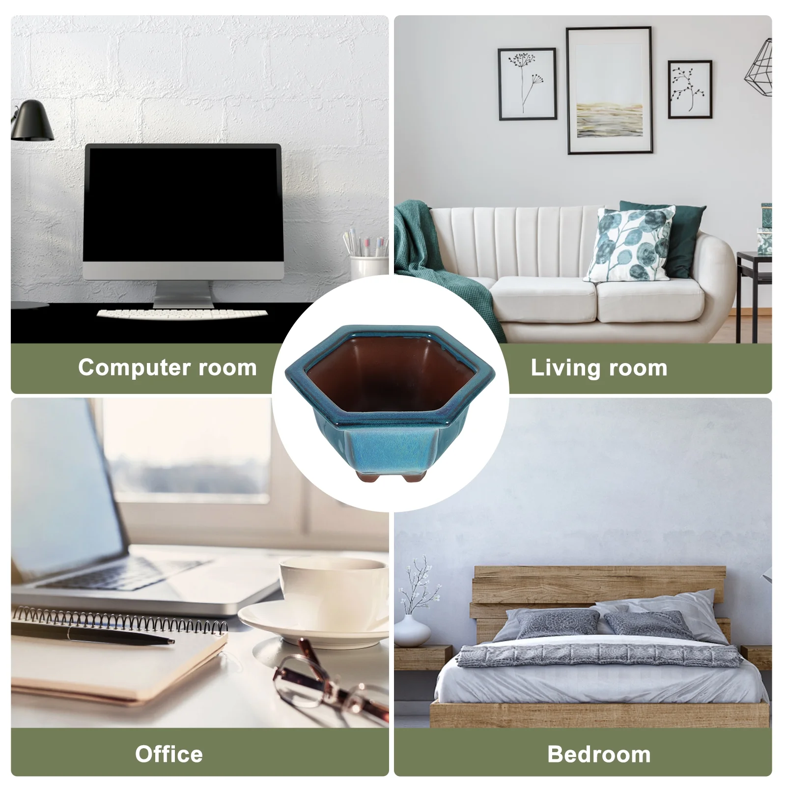 Gongxipen Simple Glazed Plant Pot Ceramic Succulent Flower Pot Home Bonsai Container