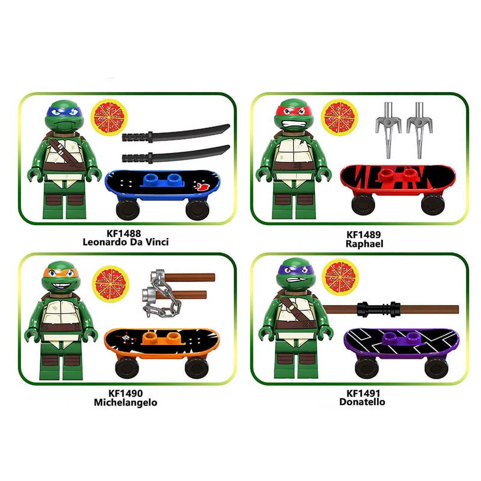 Teenage Mutant Ninja Turtles Mutant Mayhem Building Block Figure x 4 Sets A