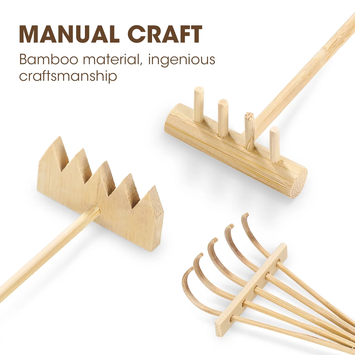 SUPVOX 3 Pcs Mini Rakes Tool For Zen Garden Sand Bamboo Tabletop Meditation Feng Shui Decor For Home Office