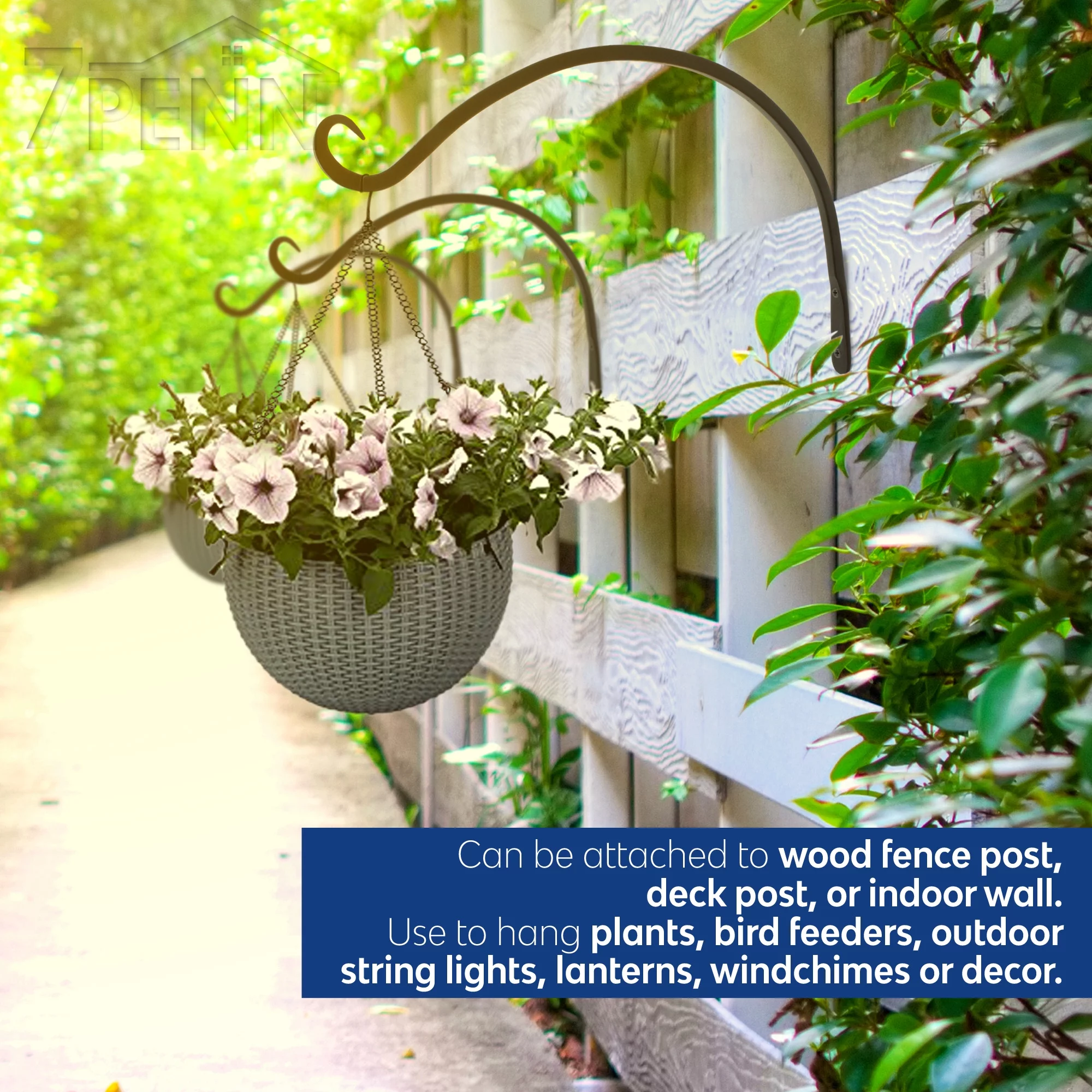7Penn | Hanging Plant Bracket 14” Inch Wall Plant Hanger Windchime Hanger 2pk