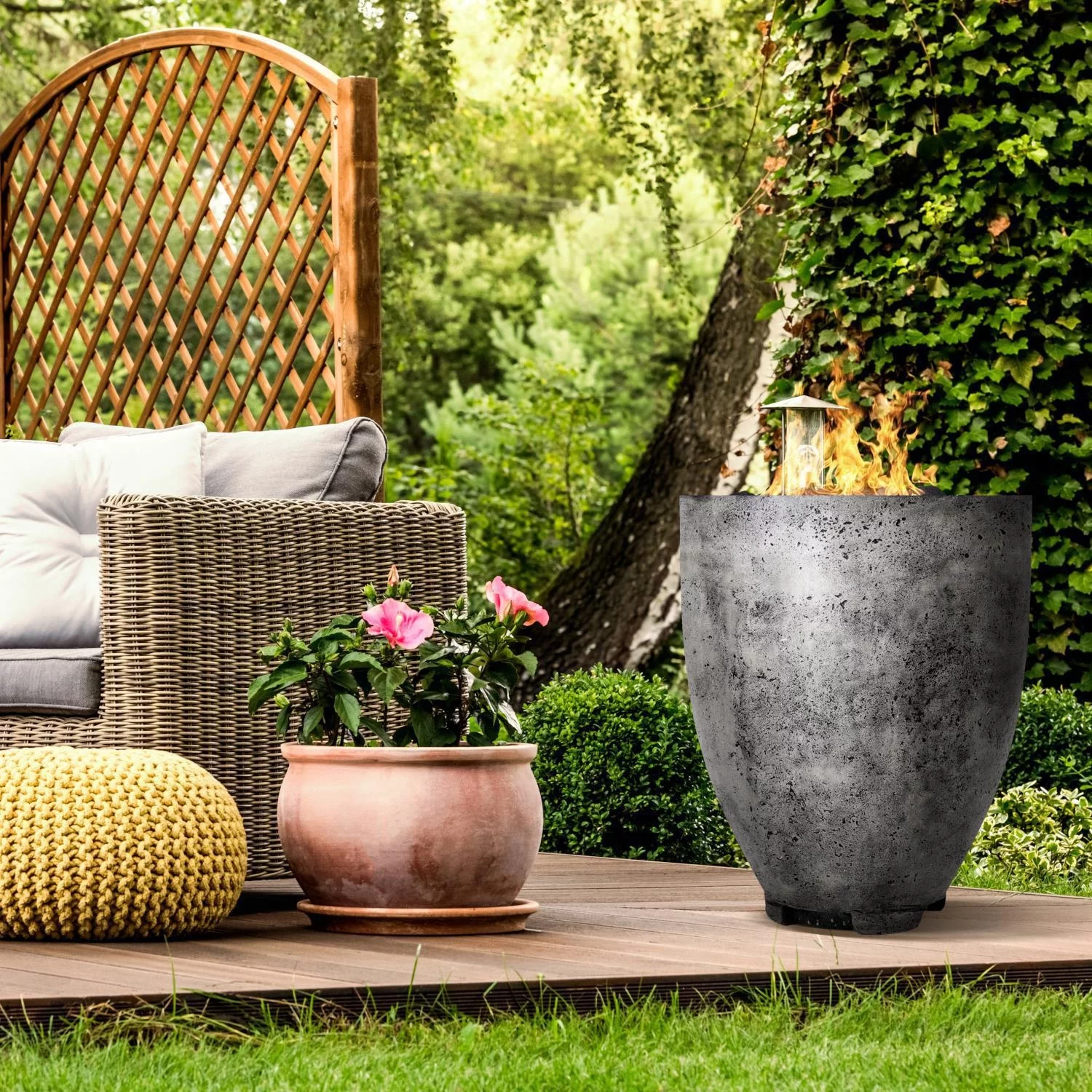 Lakeview Bloomview 1 24-Inch Propane Round Fire Bowl - Pewter - SCPH-413-4LP