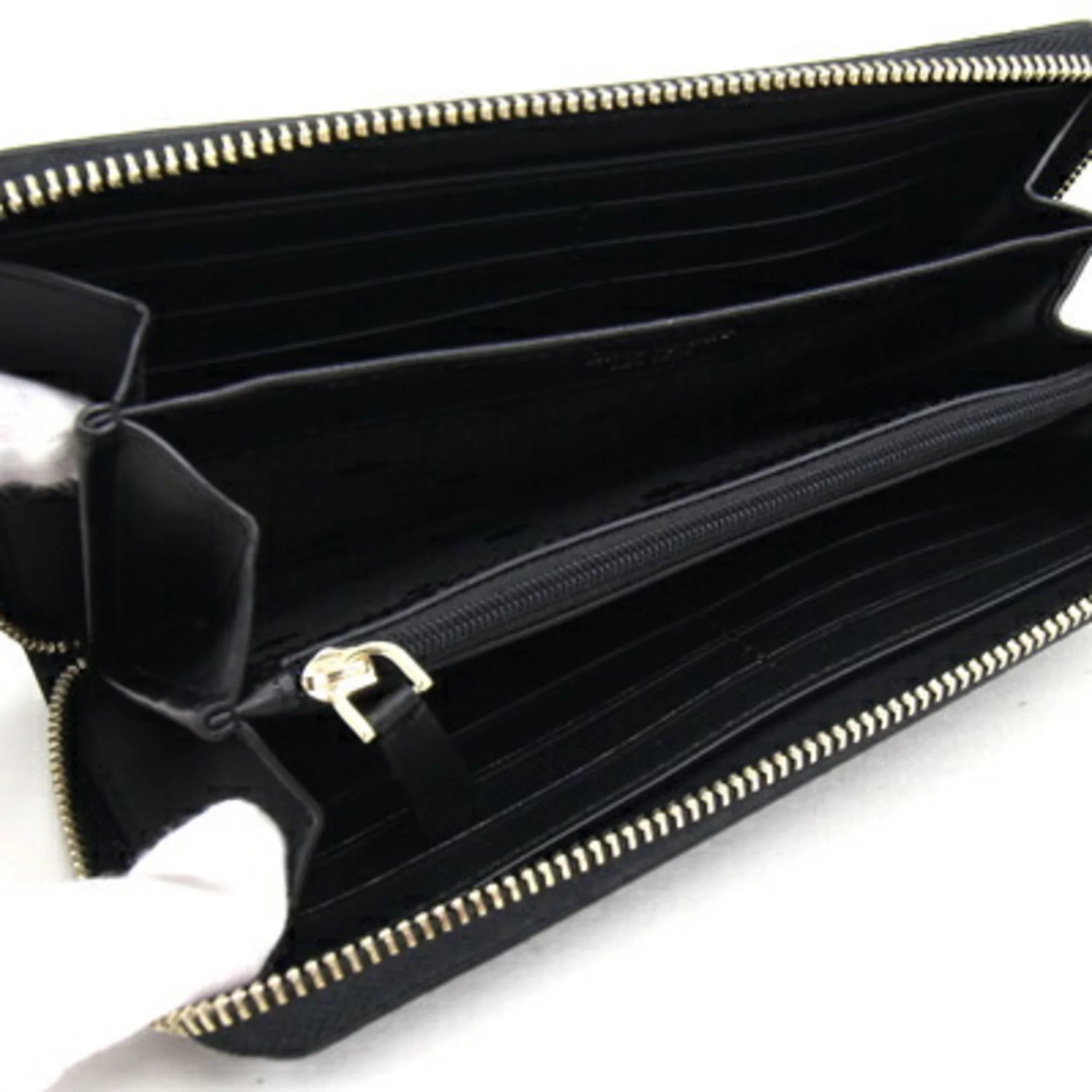 Pre-Owned Kate Spade Round Long Wallet Jackson WLRU5833 Black Leather Women's KATE SPADE (Like New)