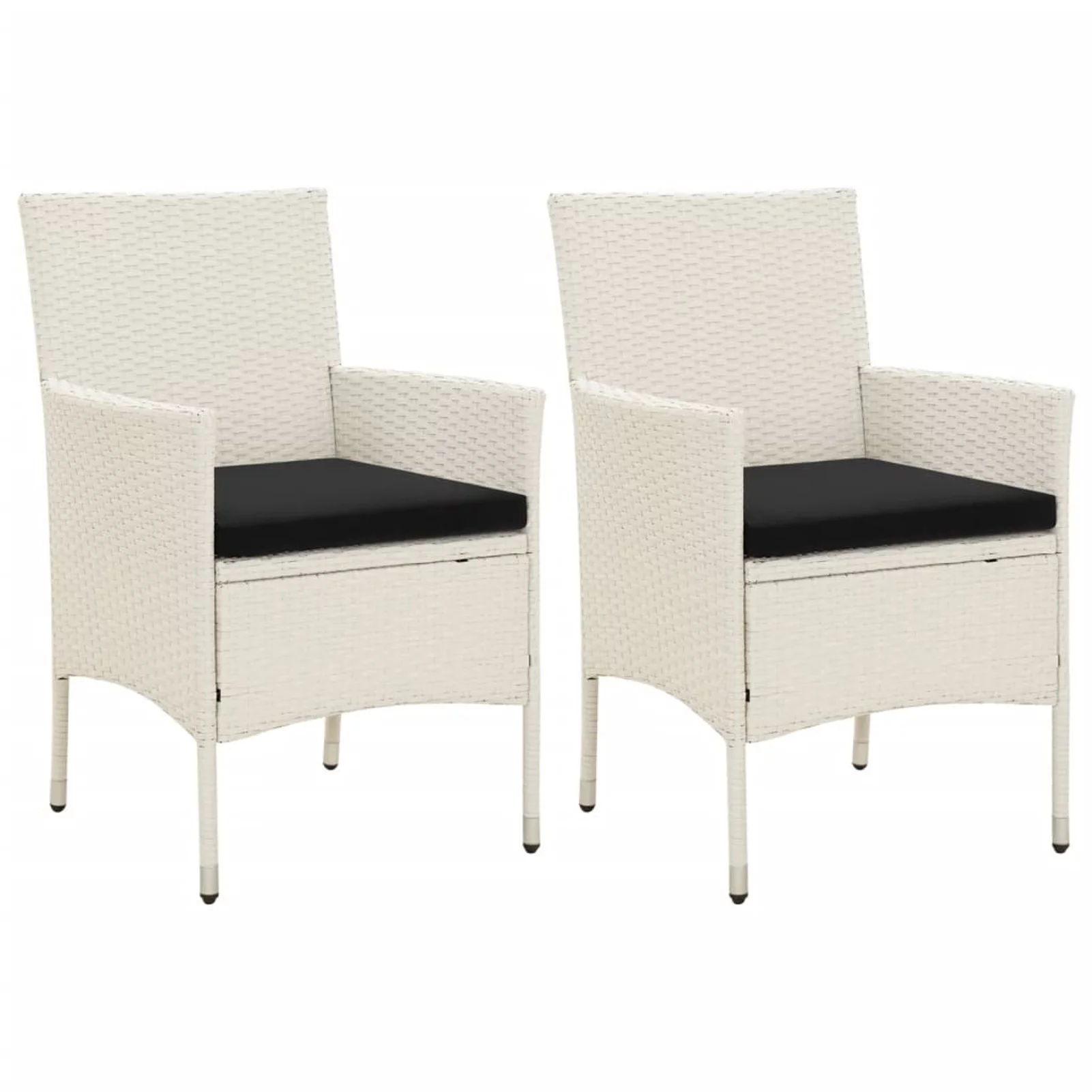 Suzicca Patio Chairs with Cushions 2 pcs Poly Rattan White