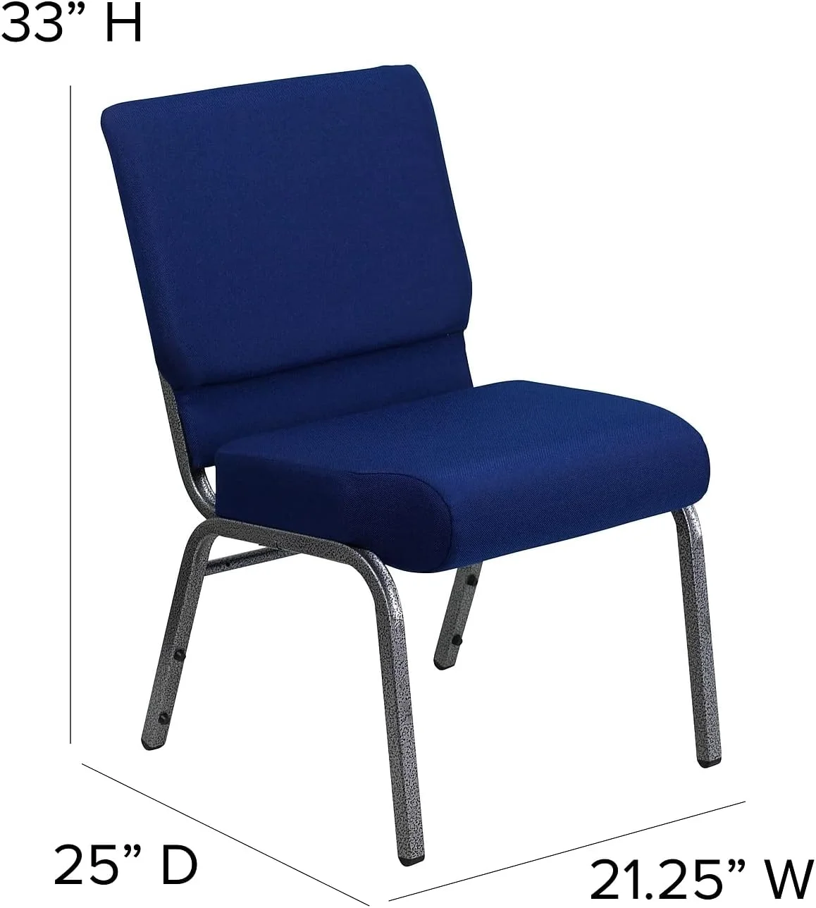 4 Pack HERCULES Series 21''W Stacking Church Chair In Navy Blue Fabric - Silver Vein Frame