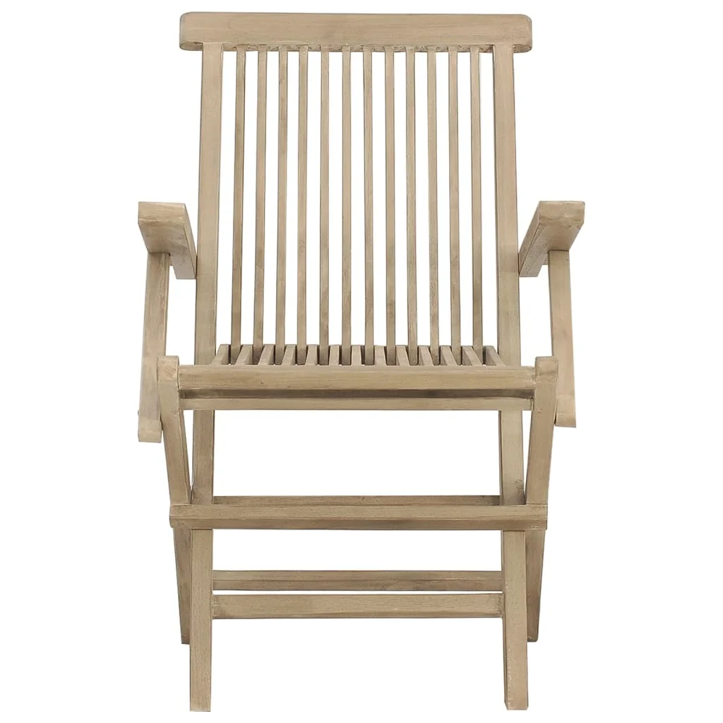 Tomshoo Folding Patio Chairs Gray Solid Wood Teak, Cozy Leisure Time, Family and Friends
