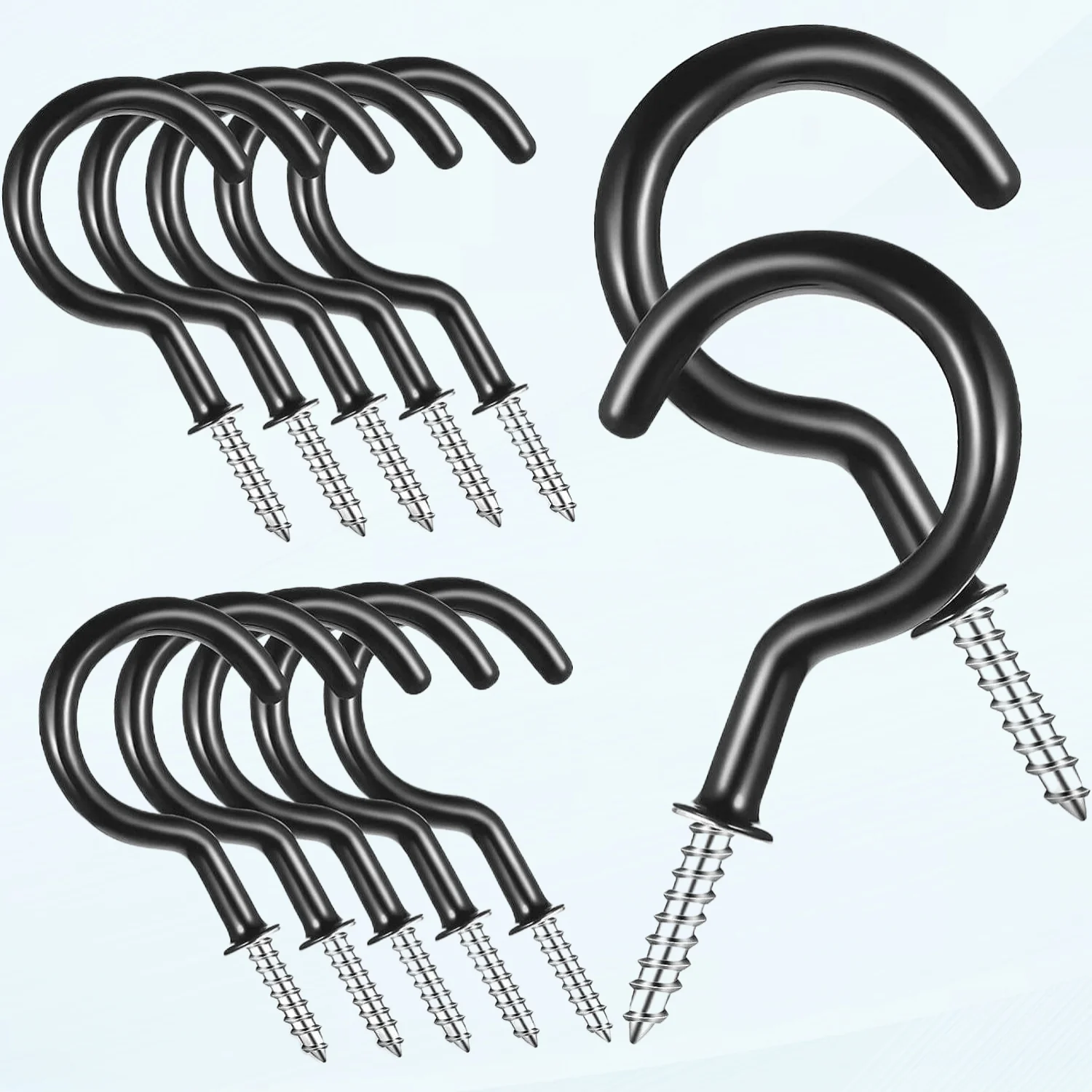 12 Pcs Ceiling Hook Plant Hanging Hook Heavy Duty Hook Hanger Hooks Hanging Ceiling Hooks Flower Basket Hooks Mug Hooks Screw Hooks Ceiling Hooks for Plants Cup Hooks Black Bracket