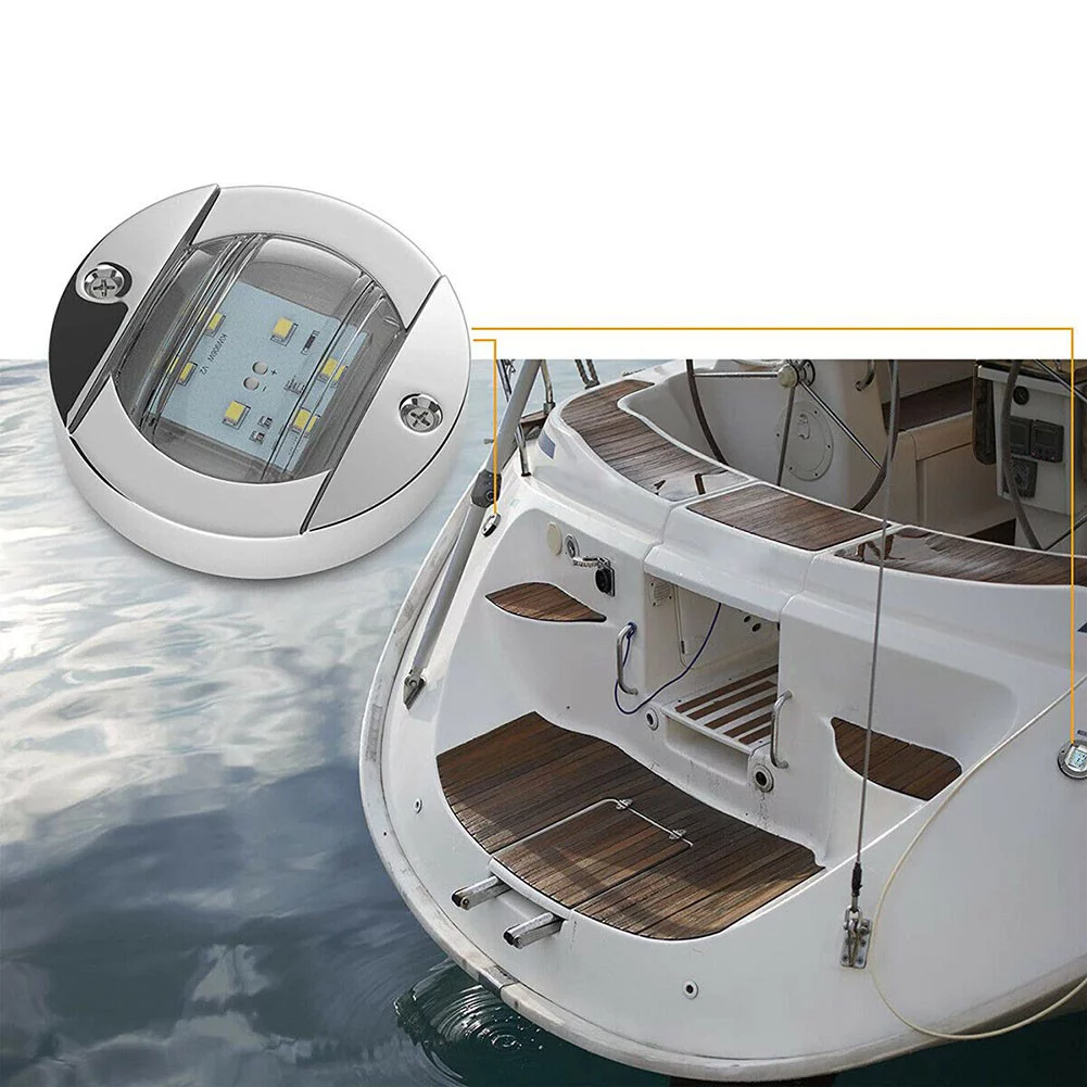 2X Round Marine Boat 6 LED Courtesy Lights Cabin Deck Starboard Stern Light Blue