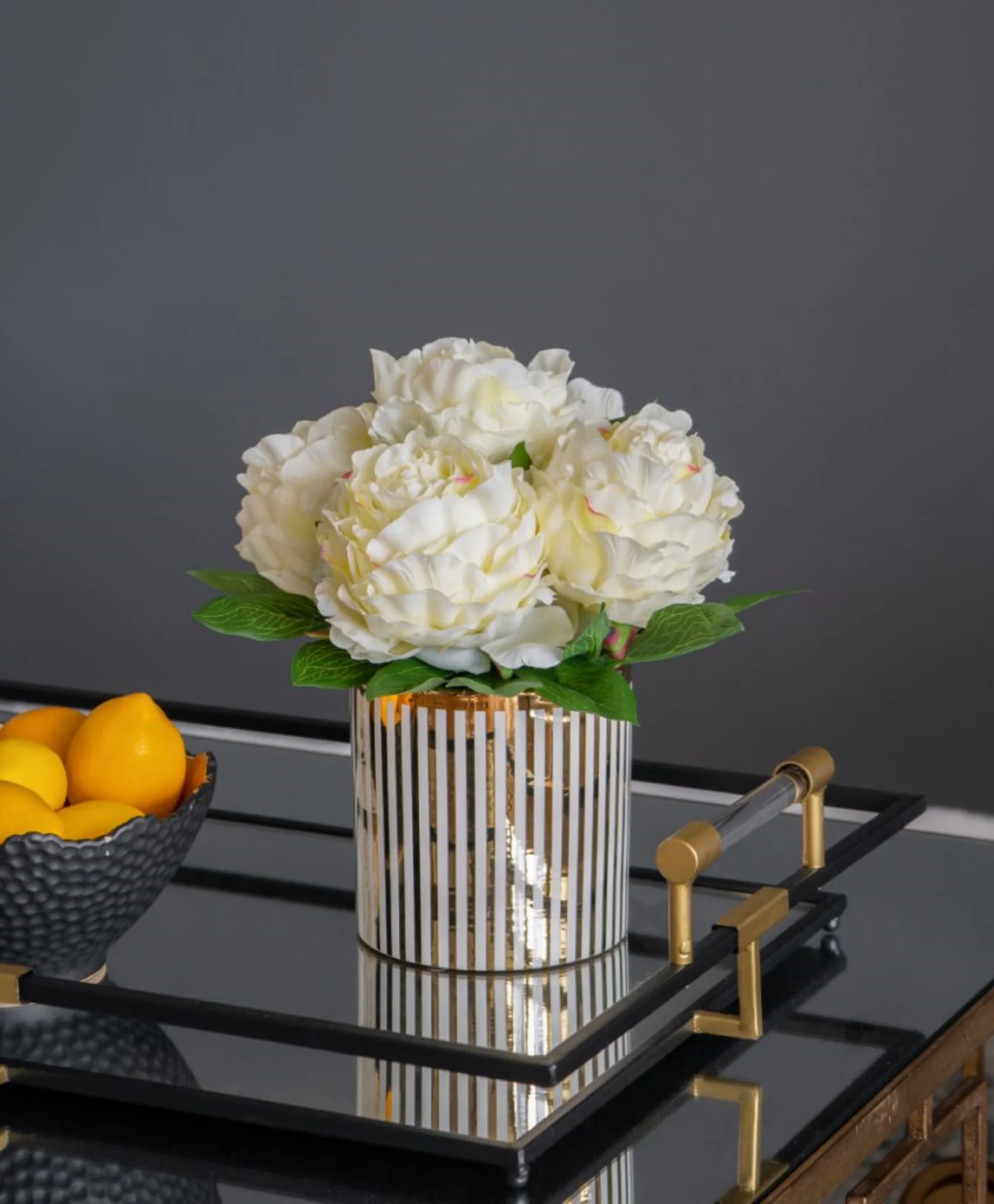 CC Home Furnishings Potted Artificial Peonies Arrangement - 12